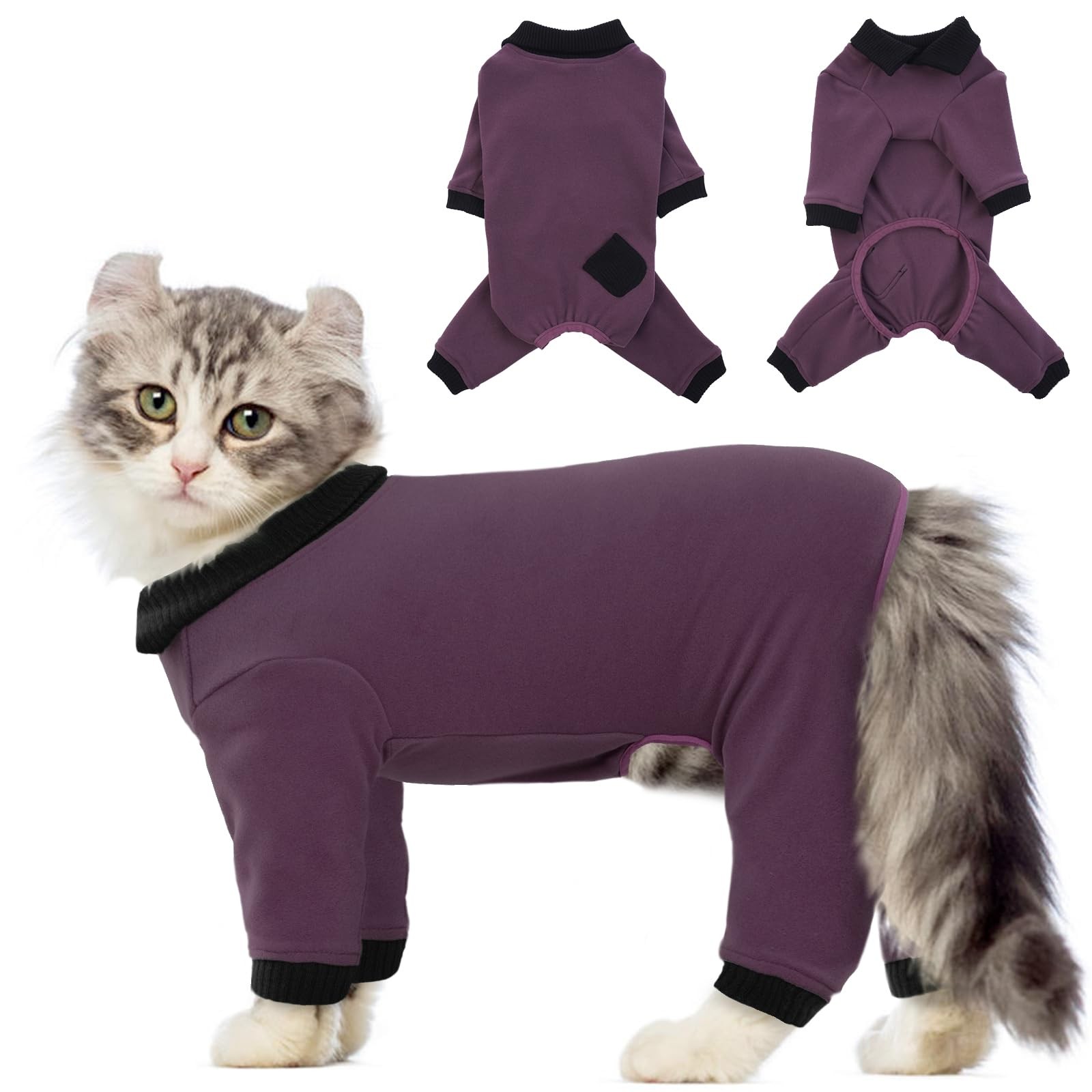 QBLEEV Sticky Hair Cat Clothes, Prevent Fur Loss Cat Pajamas for Cats Only | ...