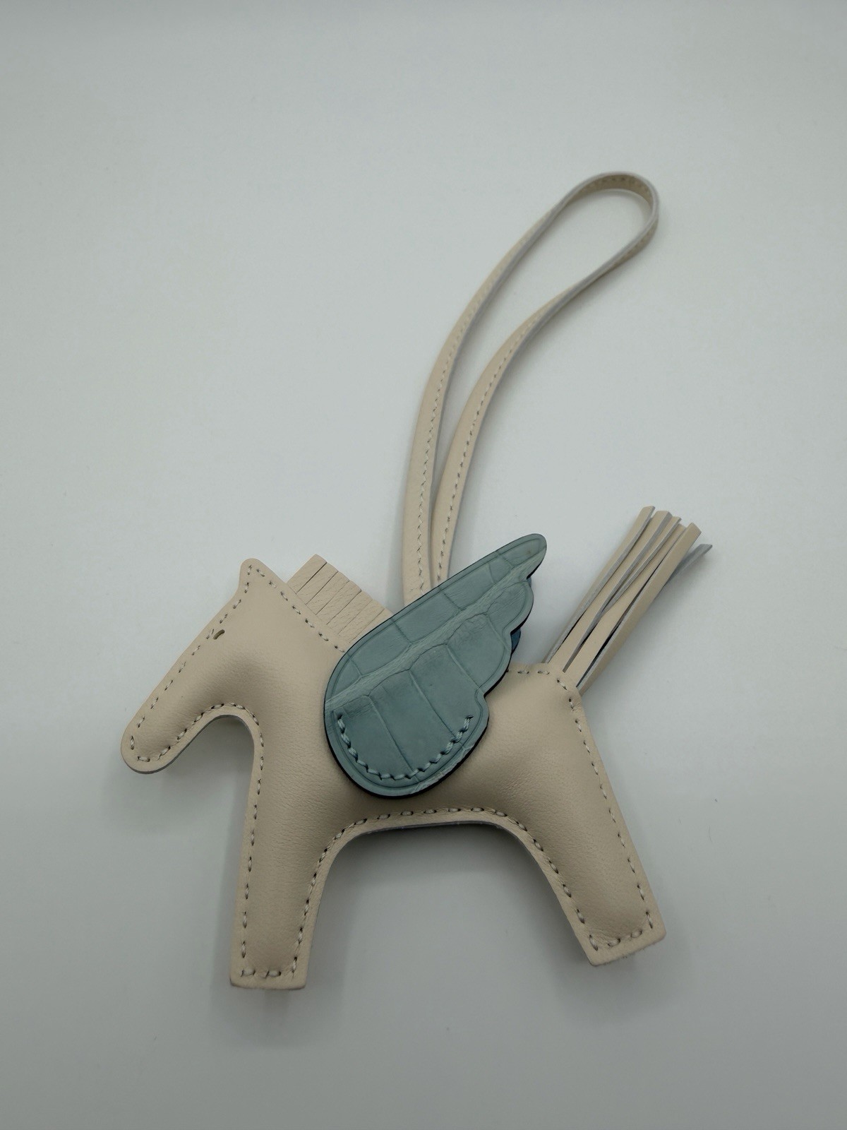 Hermes Pegasus Bag Charm White/Blue Luxury Bag Accessory Gift Lightweight
