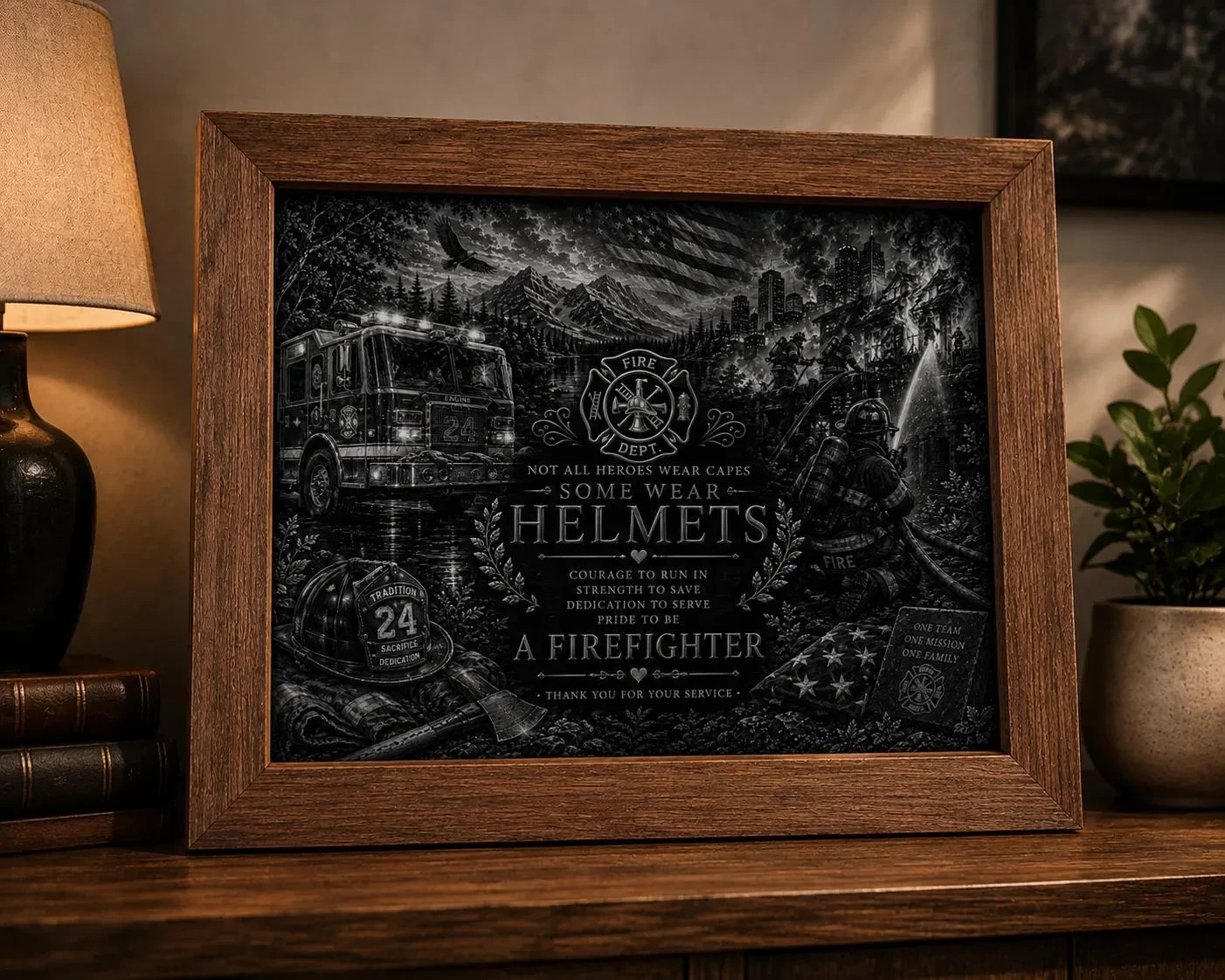 Firefighter Retirement Gift Personalized Fireman Gift Laser Engraved Handmade