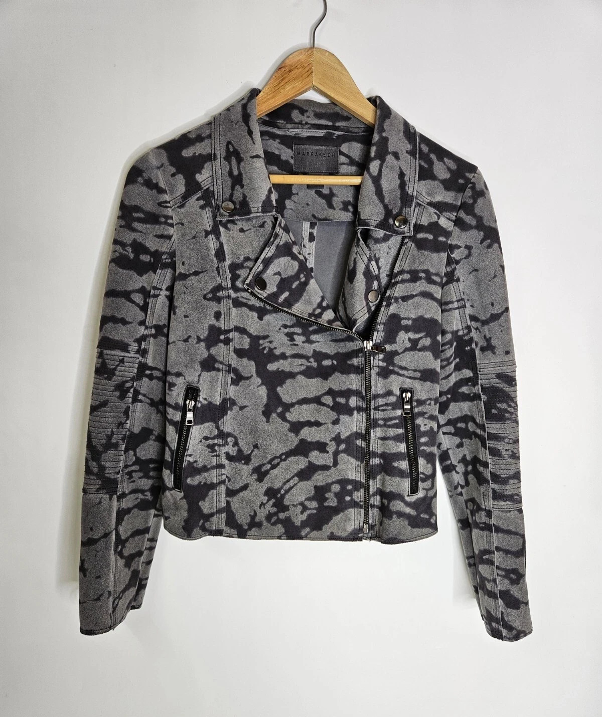 Marrakech Moto Jacket Camo Gray Softshell Zip Womens S Utility Streetwear Active