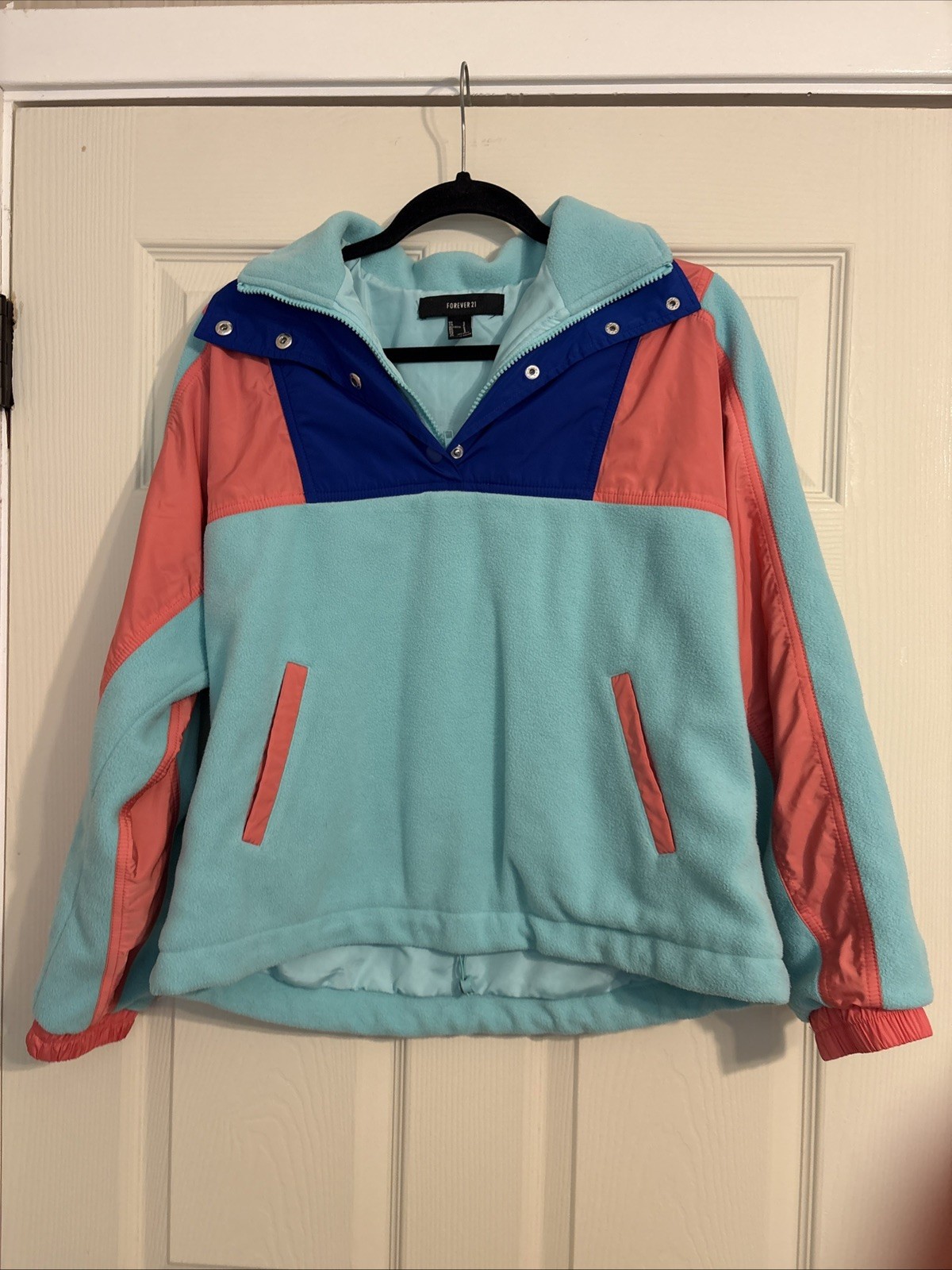 vintage FOREVER21 WOMEN  FLEECE JACQUET color block S Y2K Vintage Streetwear