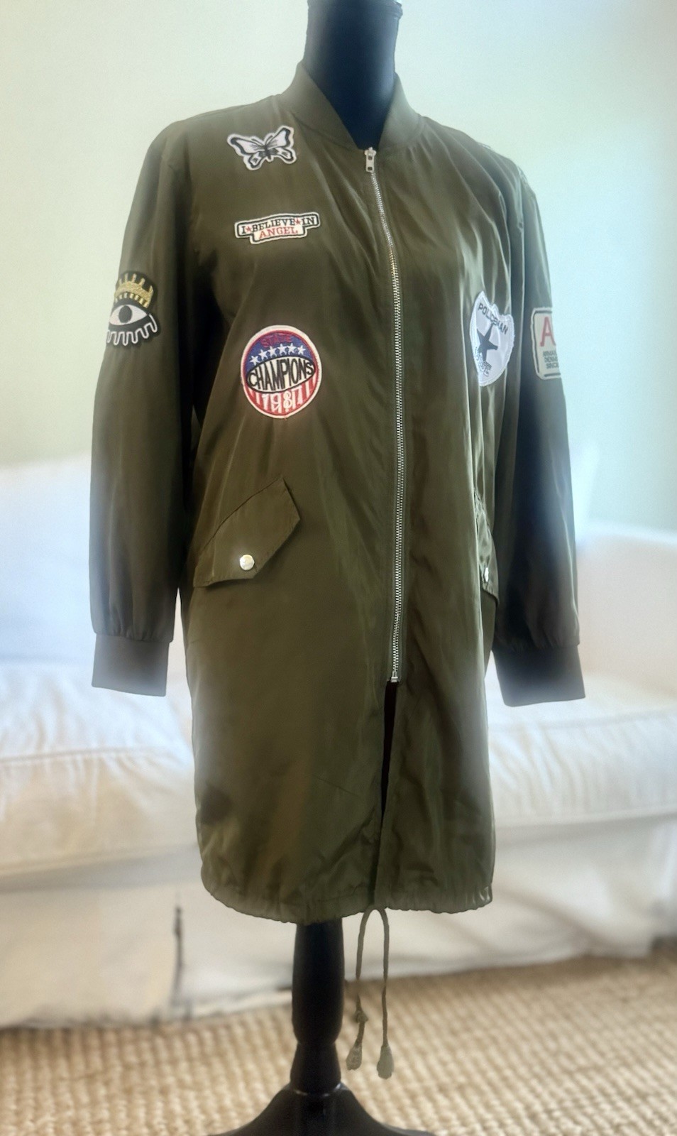 Longline Bomber Jacket Windbreaker Romeo & Juliet Sanjoy Patches Streetwear Y2K