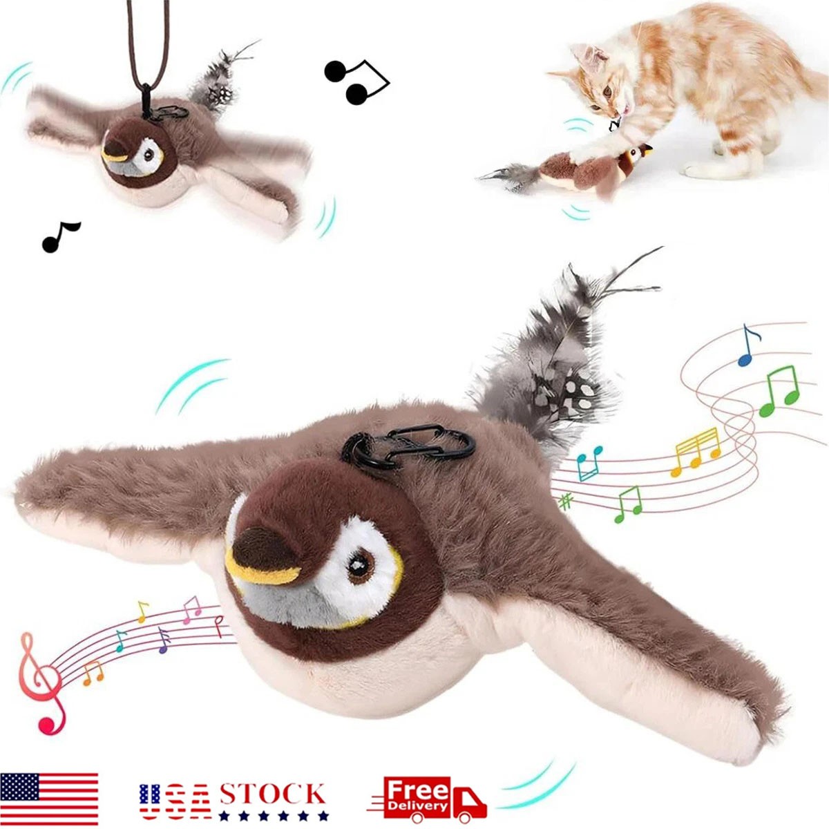 USB Interactive Flying Bird Cat Toys Electronic Pet Simulation Sparrow Toy