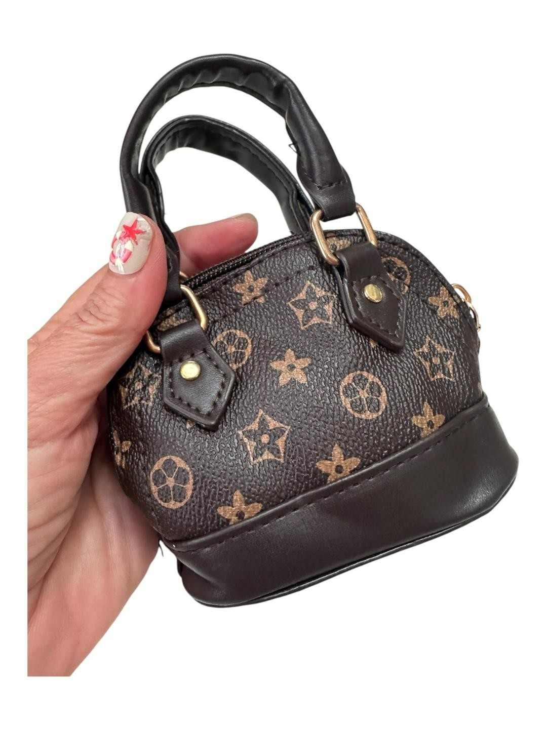 Fashion Luxury L Purse Bag Chain W/ Mini's, LG, Brown, Earbuds , Lipgloss,etc