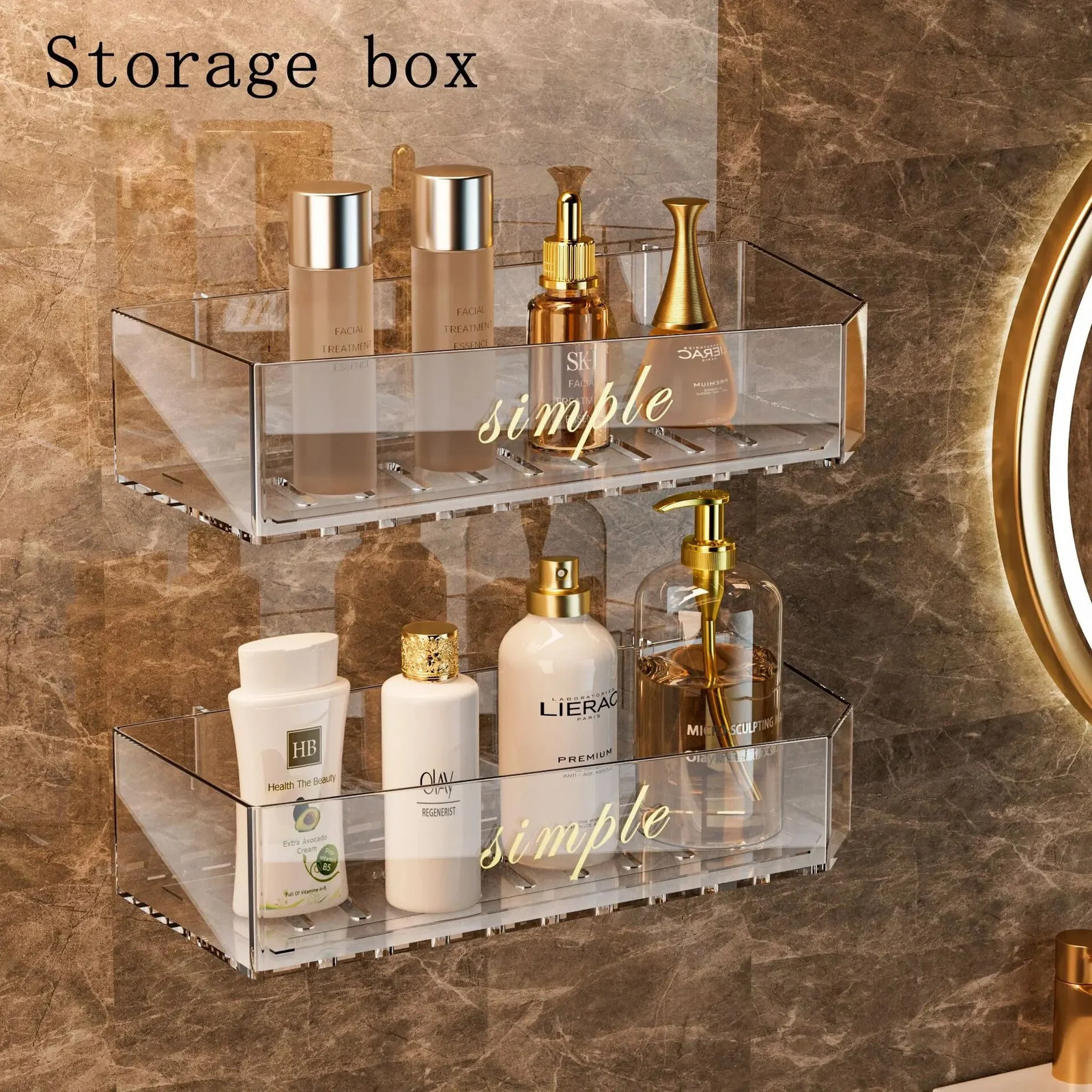 1pc Light Luxury Acrylic Storage Rack Toilet Washstand Cosmetic Storage Box