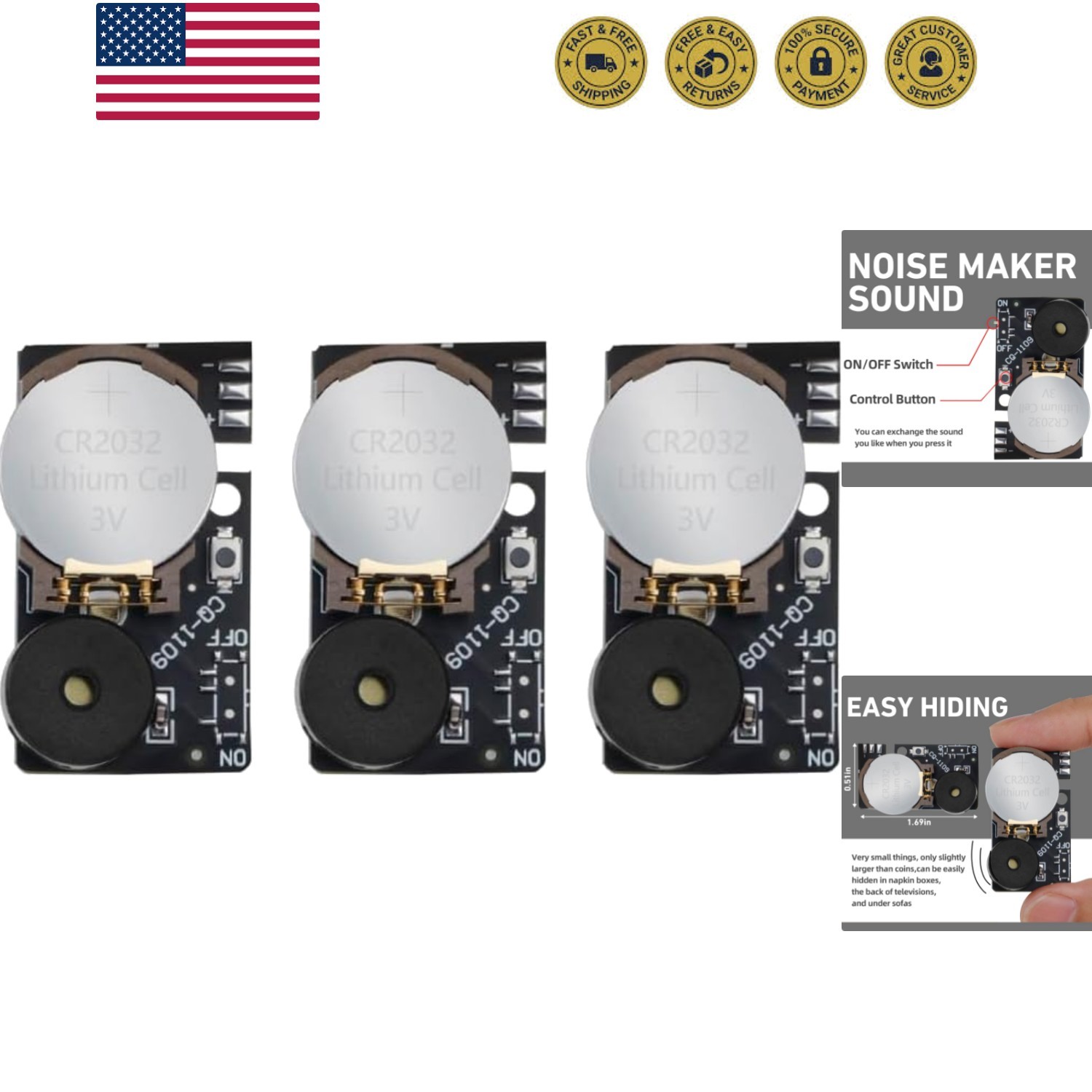 3 Pack Prank Noise Makers: Hidden Chirp Sound Device for Endless Fun, Cricket...