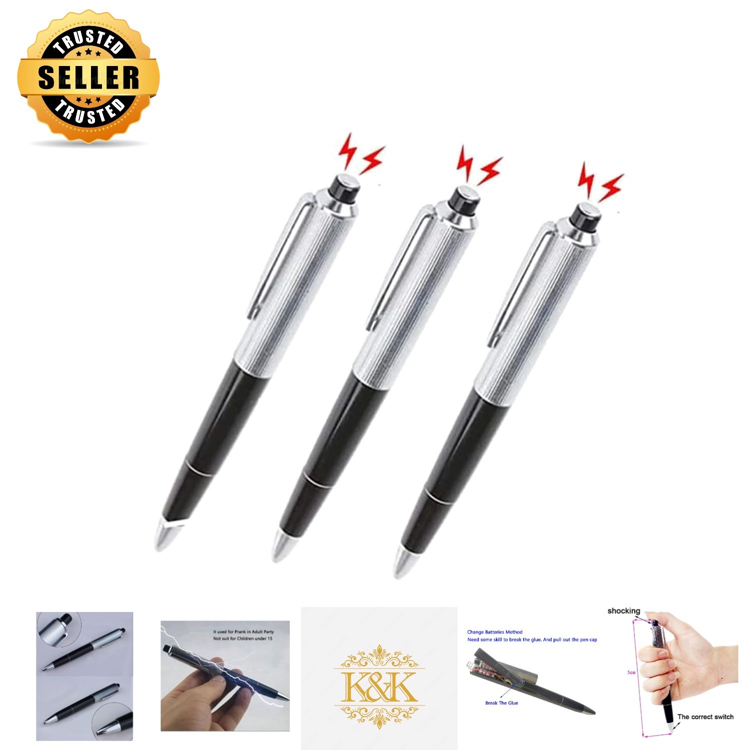 3pcs Electric Shock Pen Prank Gadgets - Adult Fun for Halloween and Fool's Day