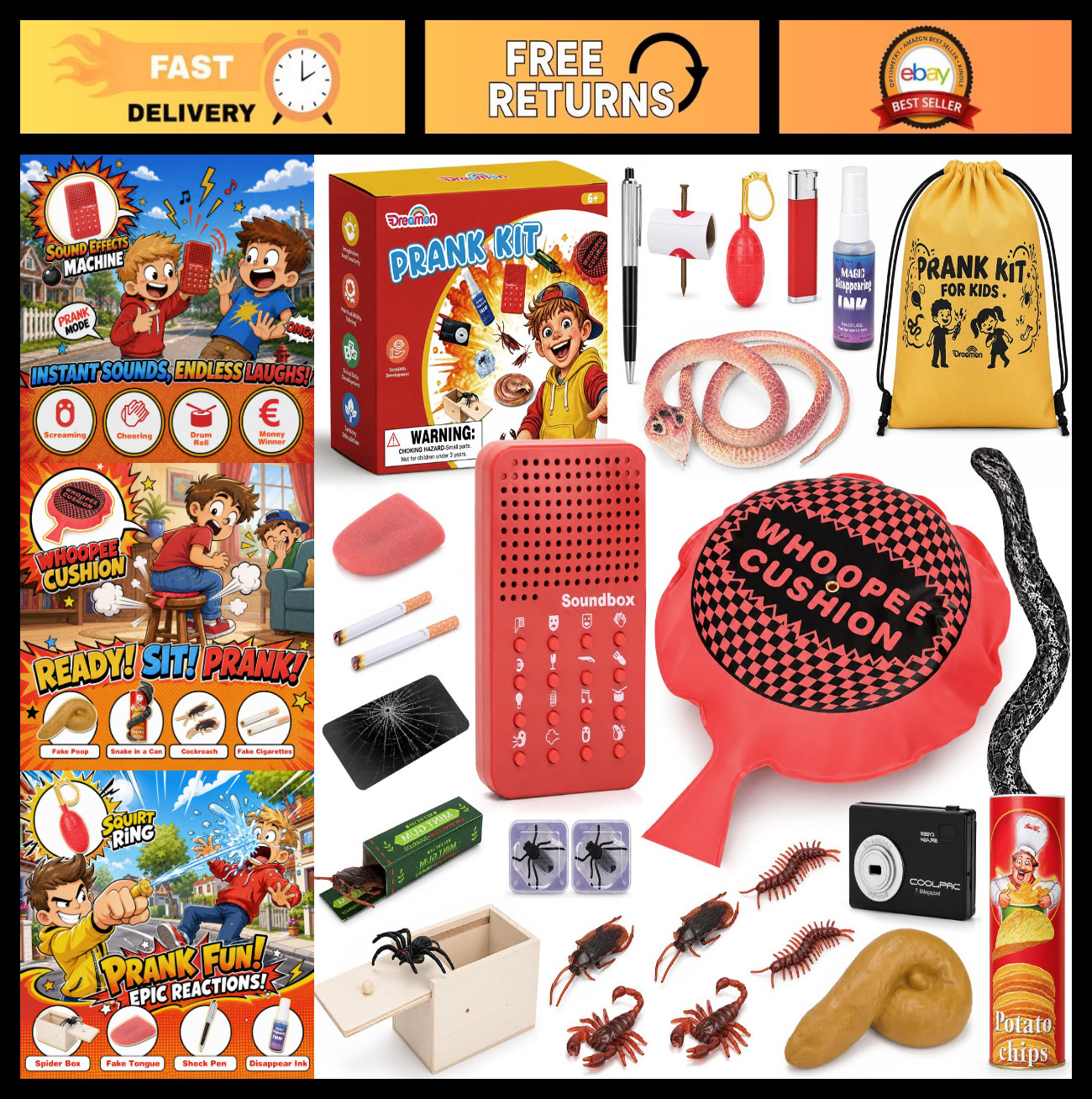 Ultimate Prank Kit for Kids - 20 Fun Gag Toys & Practical Joke Set