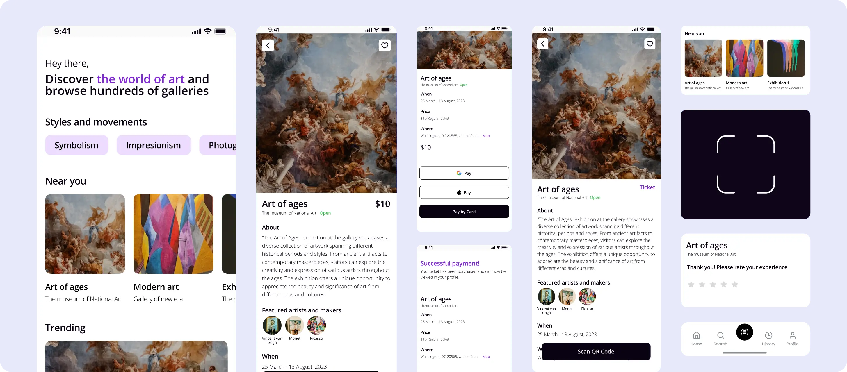 Artory mobile app — interactive platform for managing museum and gallery exhibitions