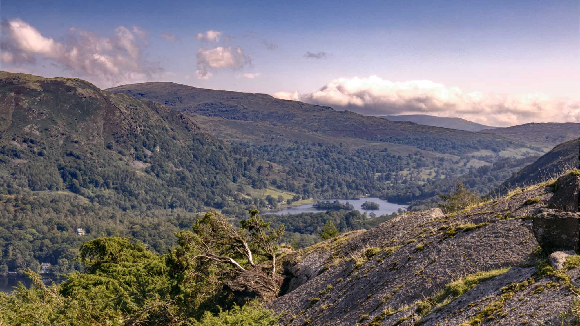 View of Rydal Water from the Loughrigg Terrace walking route