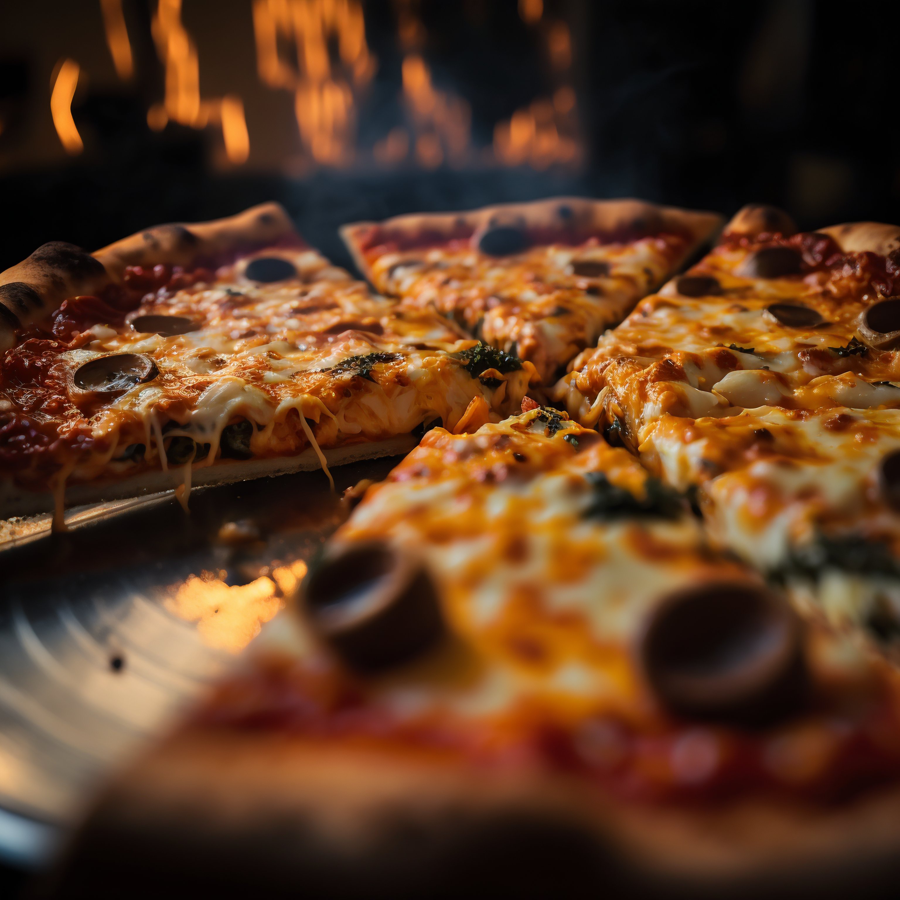 Italian pizza with spinach and chees