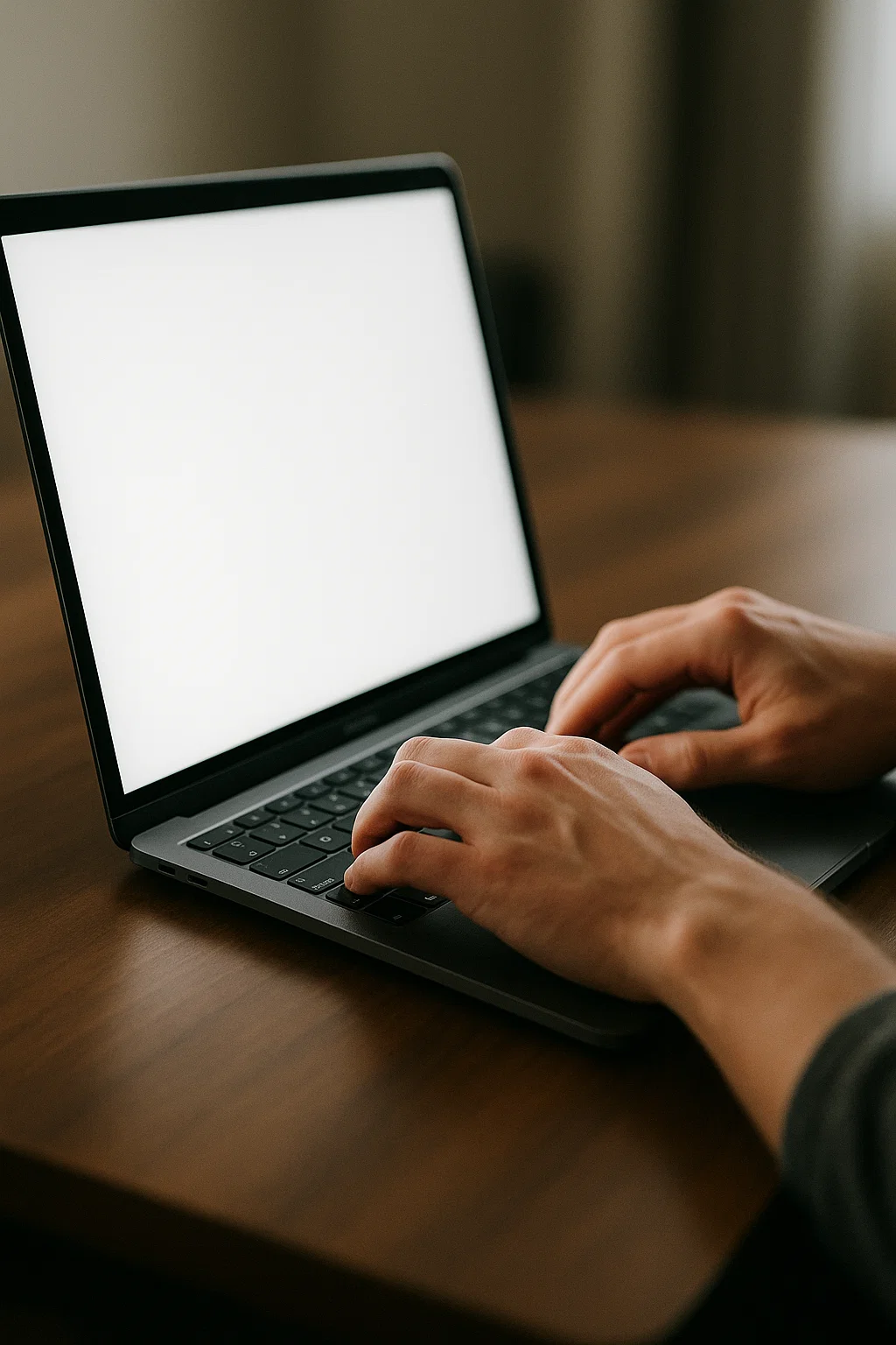 Un bureau moderne avec un ordinateur portable posé sur une surface claire, entouré d’accessoires de travail minimalistes — l’image évoque la productivité, le travail digital et l’environnement professionnel épuré.