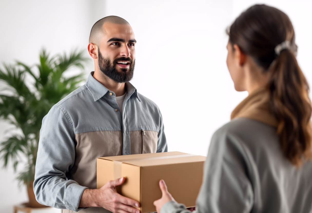 image of courier answering questions