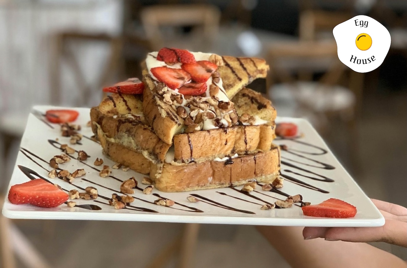 french toast with strawberries on a plate