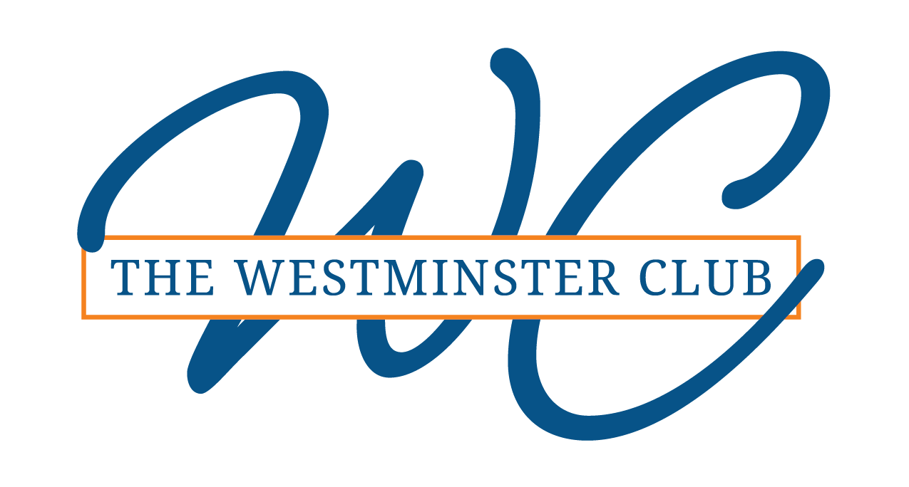 Logo of "The Westminster Club" with stylized initials "W" and "C" in blue.