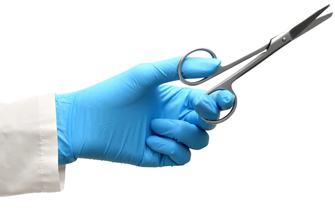 Hand with scissors cutting a wire on the ASCVD timer