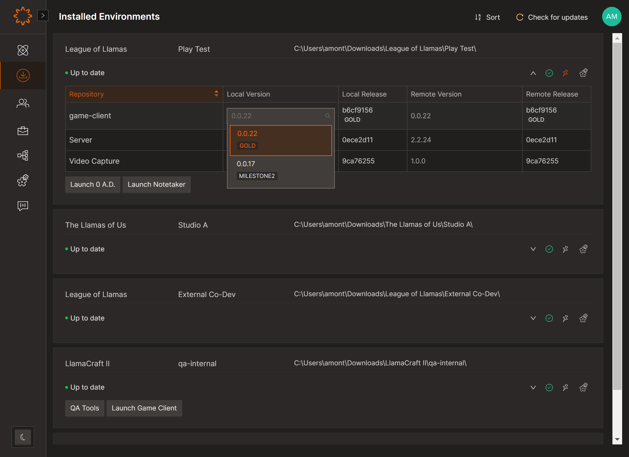 Solsta installed environments with build version history and rollback