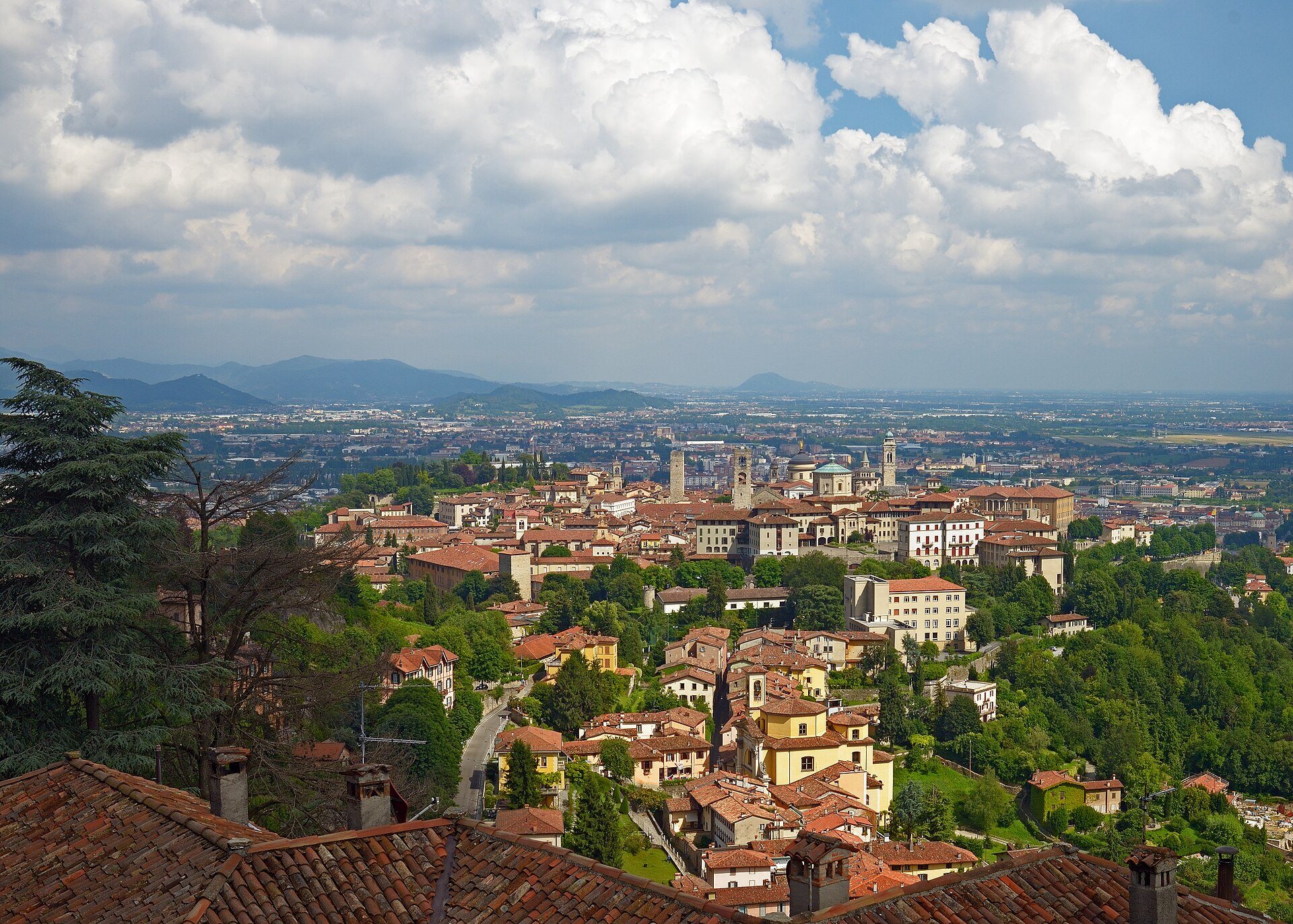Bergamo's Upper City seen from Via al Castello