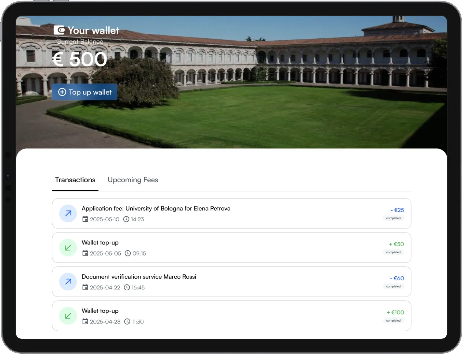 ApplyAZ dashboard: Financial Overview Panel