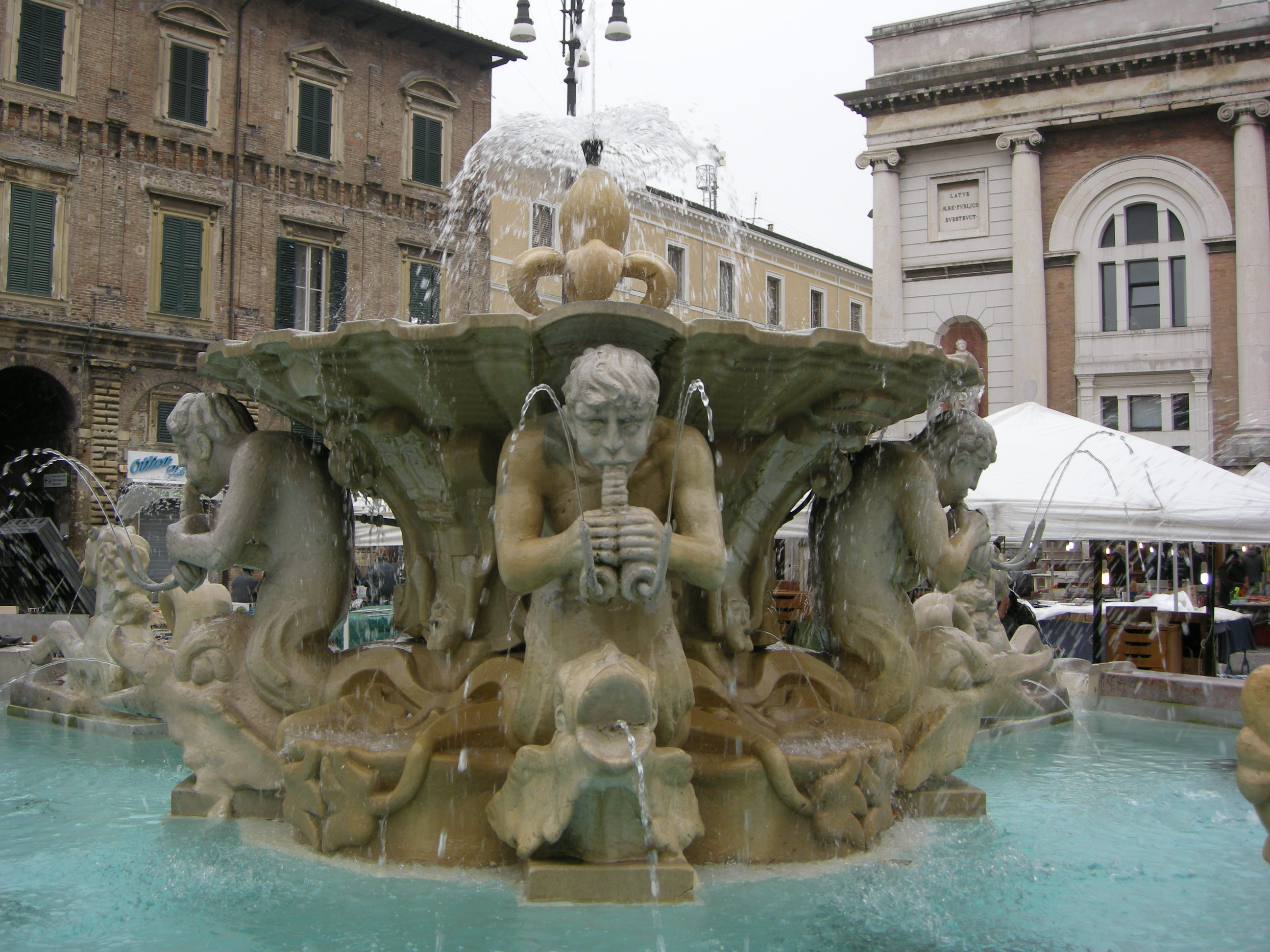The fountain in Piazza del Popolo in Pesaro