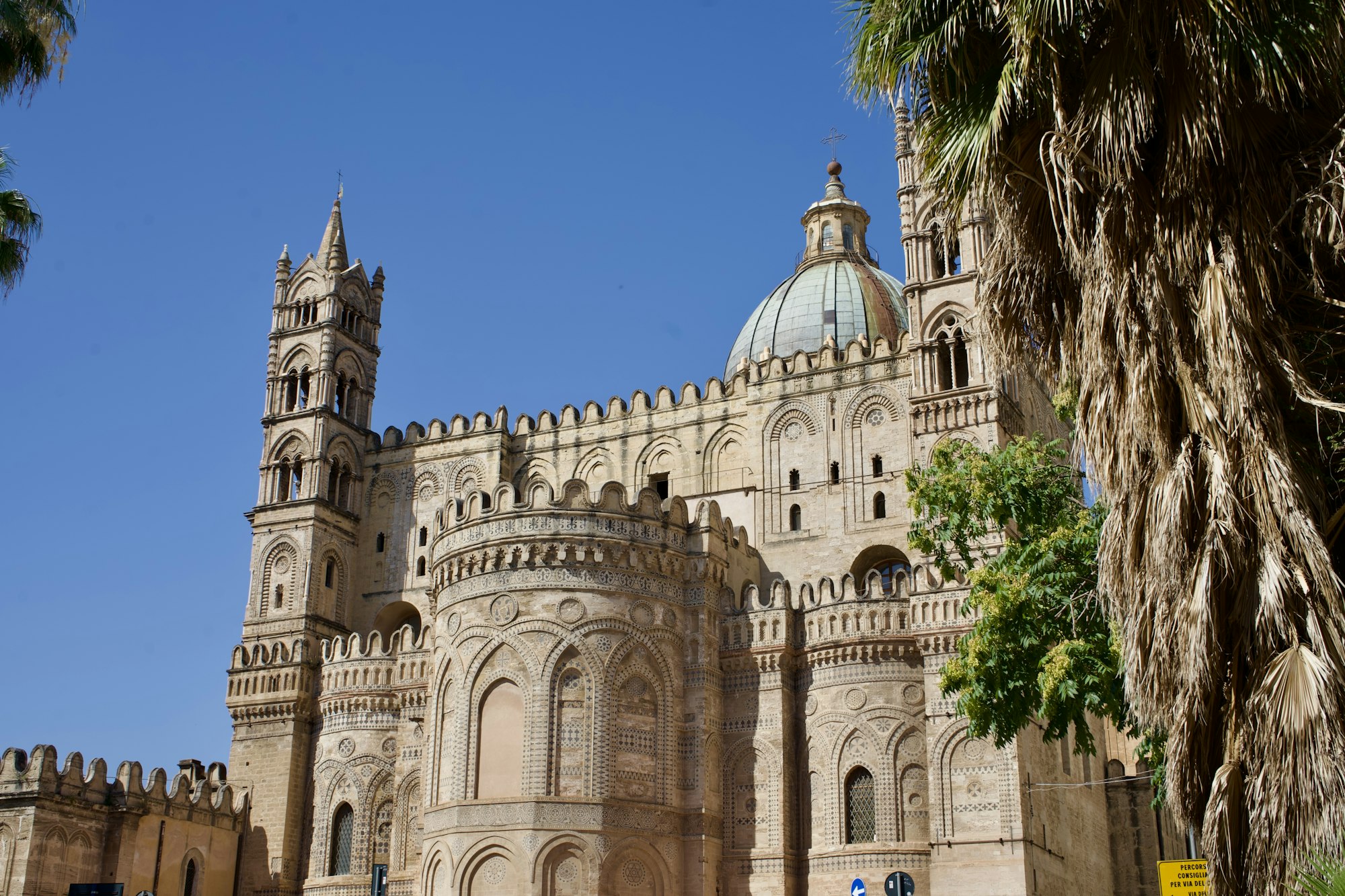 Palermo Cathedral under a blue summer sky