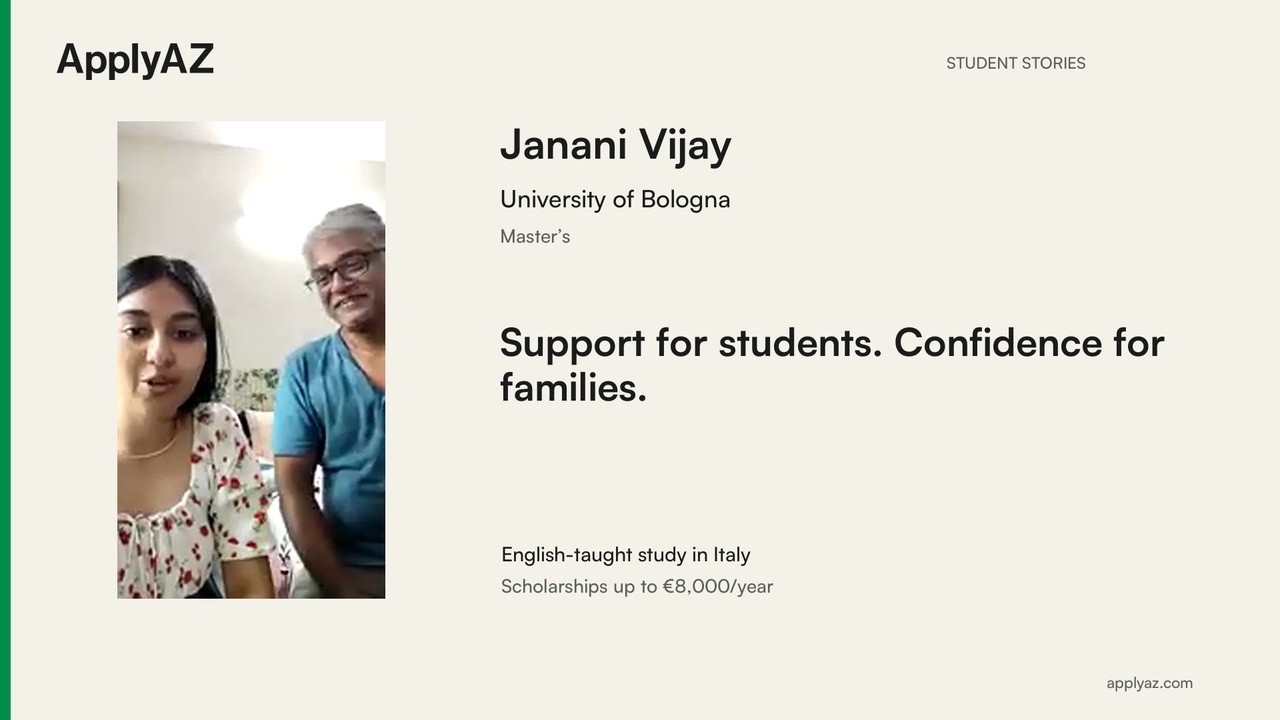 Janani Vijay at Bologna: support her family could count on