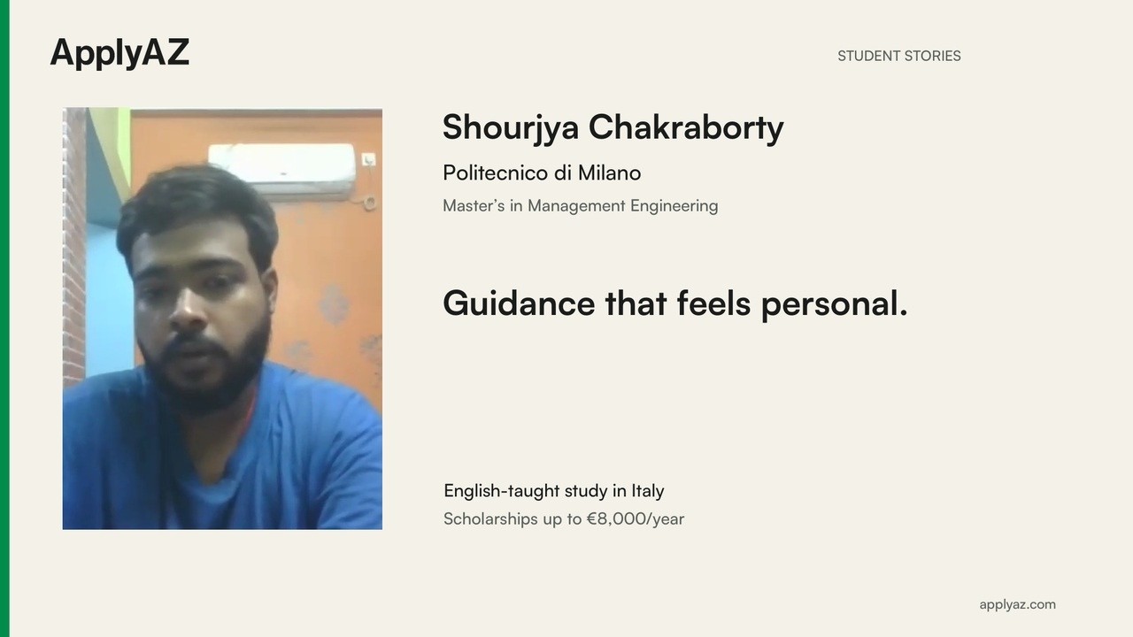 Shourjya at Politecnico di Milano: guidance made personal