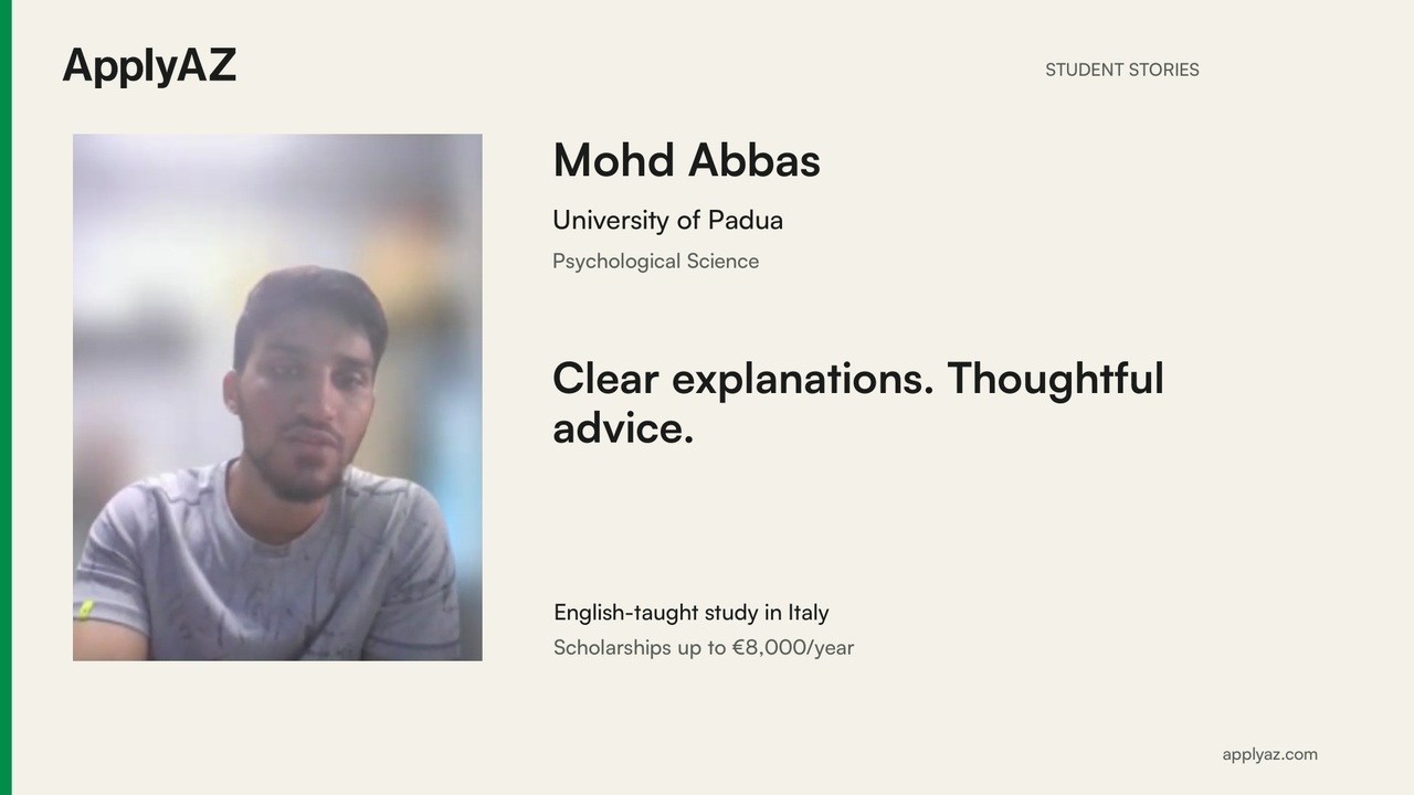Mohd Abbas at Padua: clear explanations and considered choices
