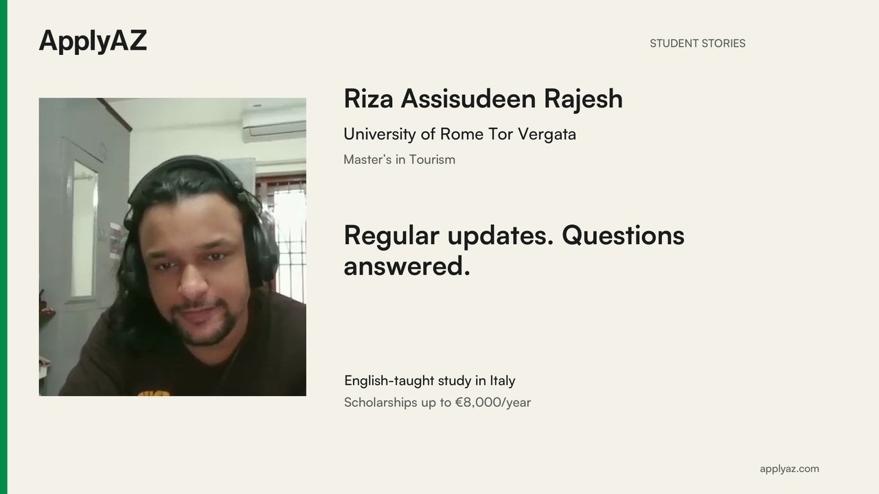Riza at Tor Vergata: regular updates and a team he could ask