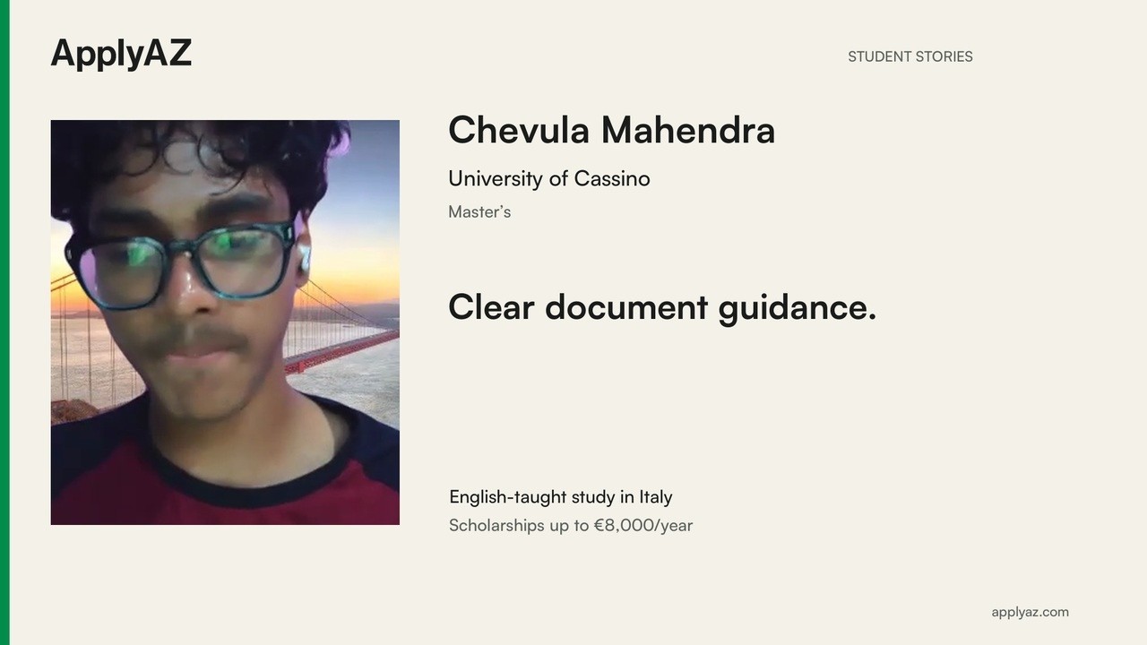Chevula Mahendra at Cassino: knowing which documents to provide