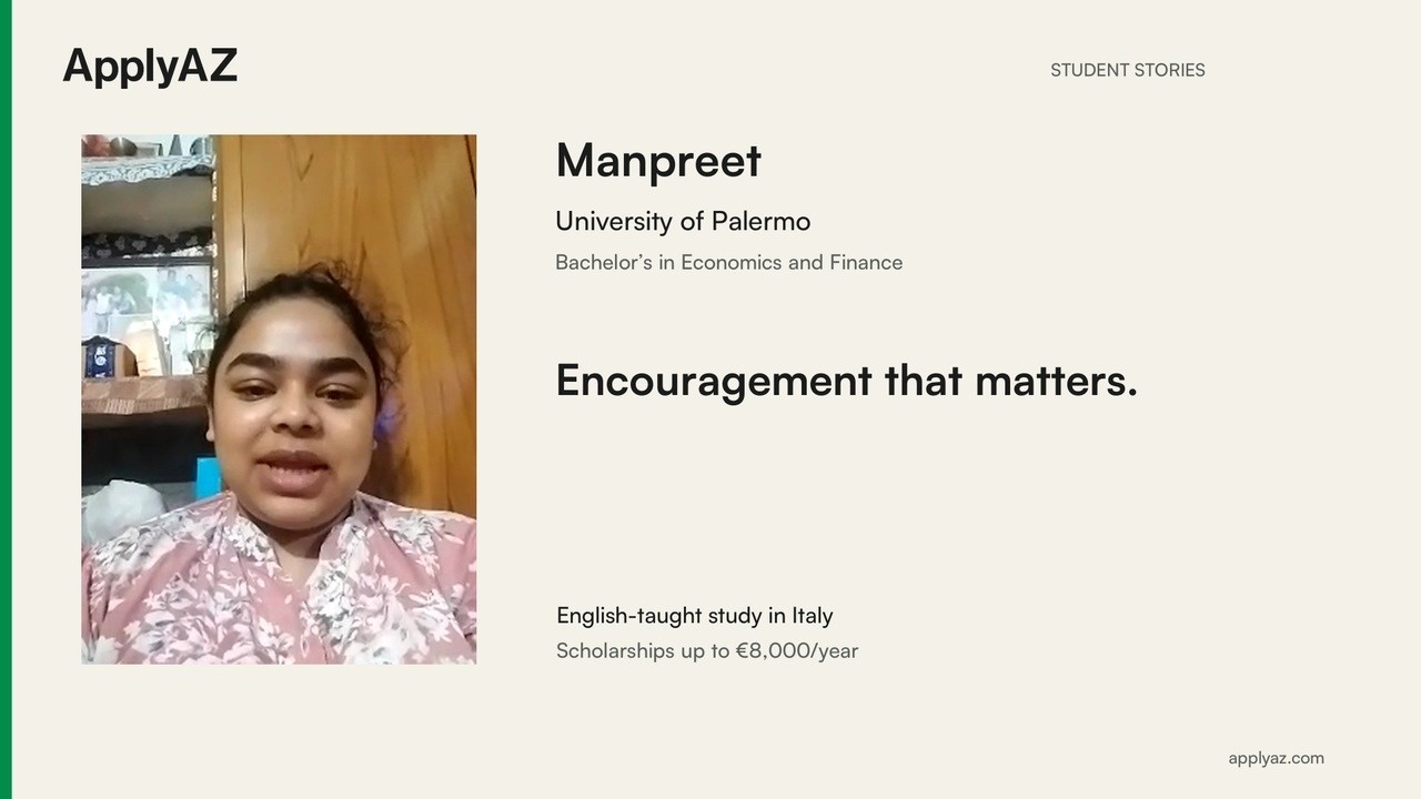 Manpreet at Palermo: encouragement she appreciated