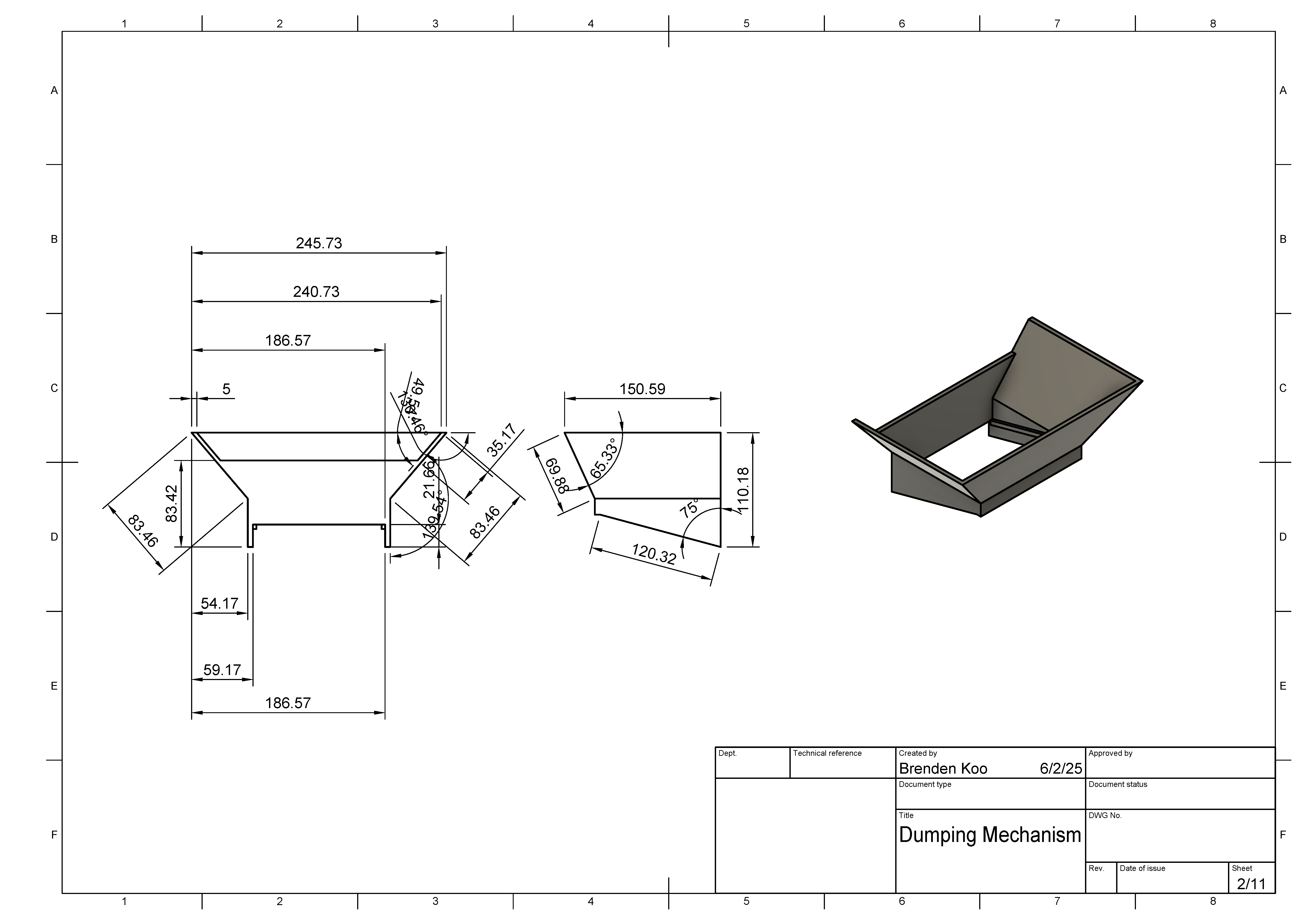 Dumping Mechanism CAD Drawing