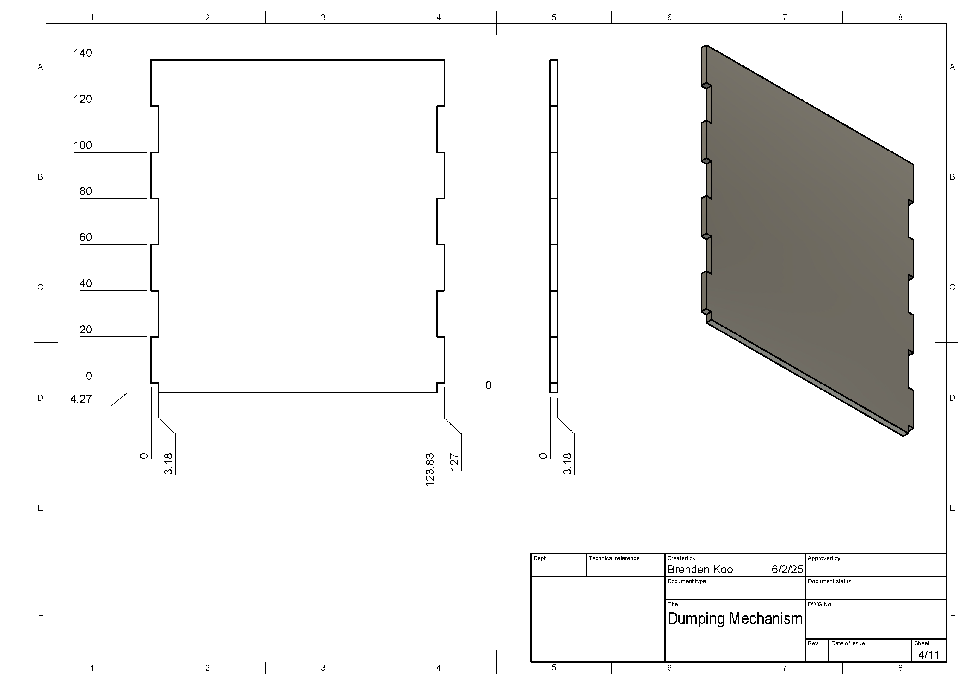 Dumping Mechanism CAD Drawing