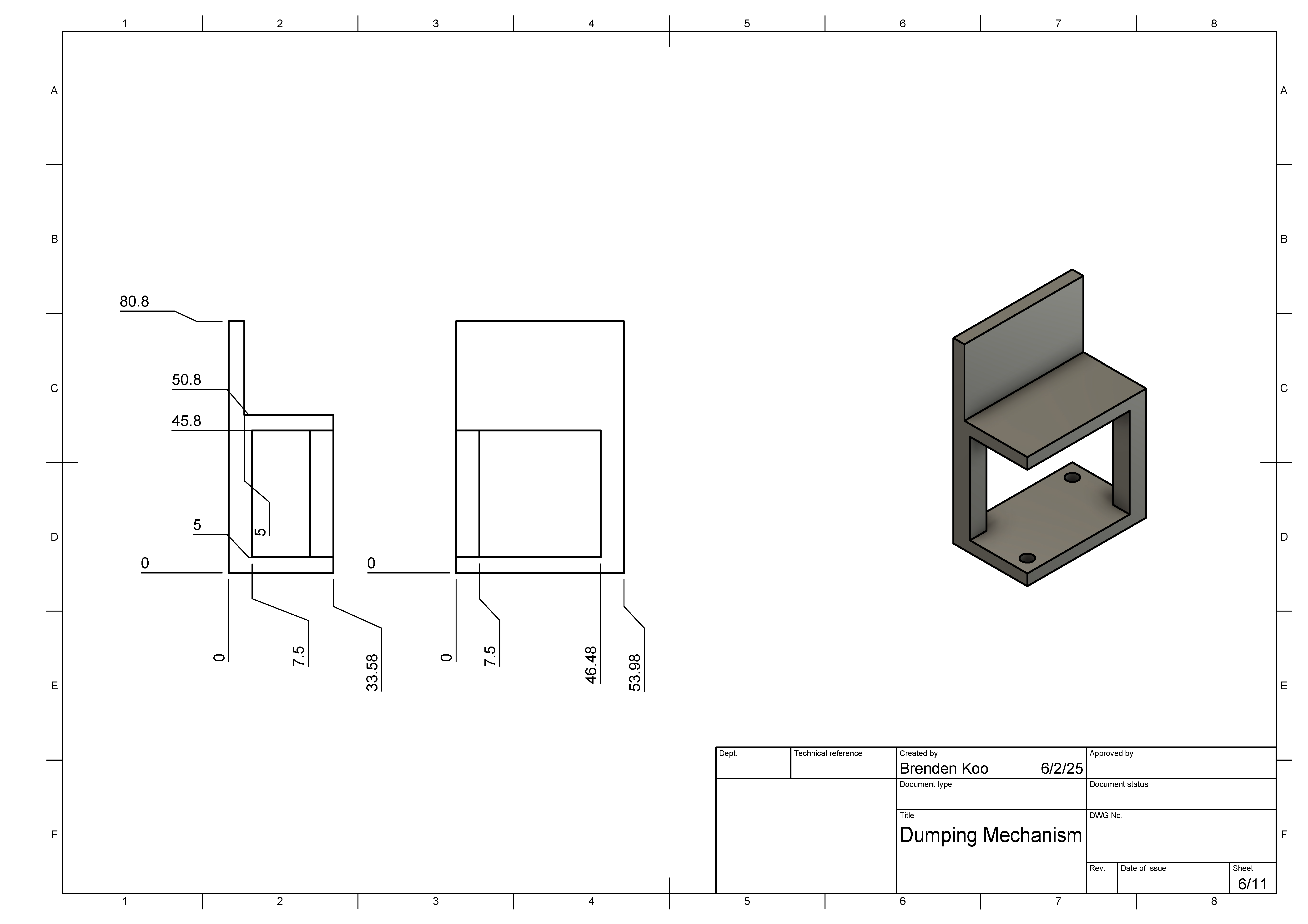 Dumping Mechanism CAD Drawing