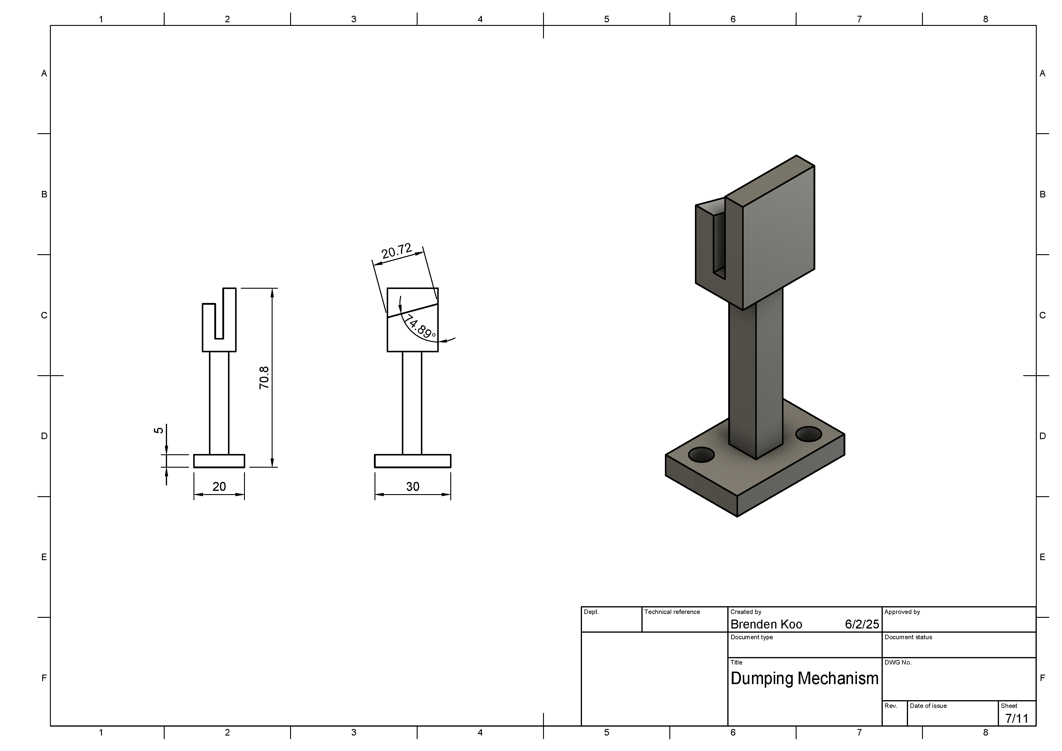 Dumping Mechanism CAD Drawing