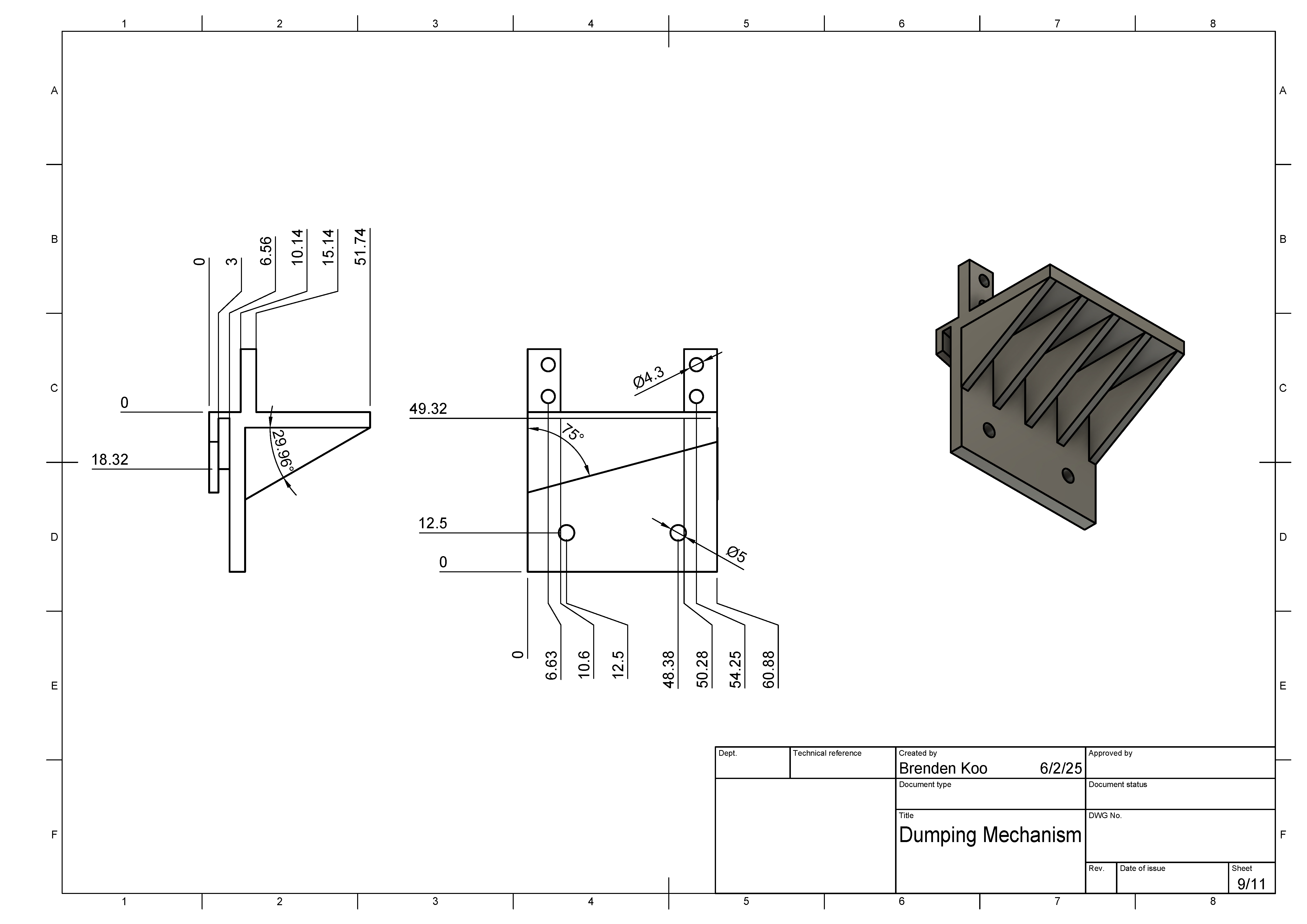 Dumping Mechanism CAD Drawing