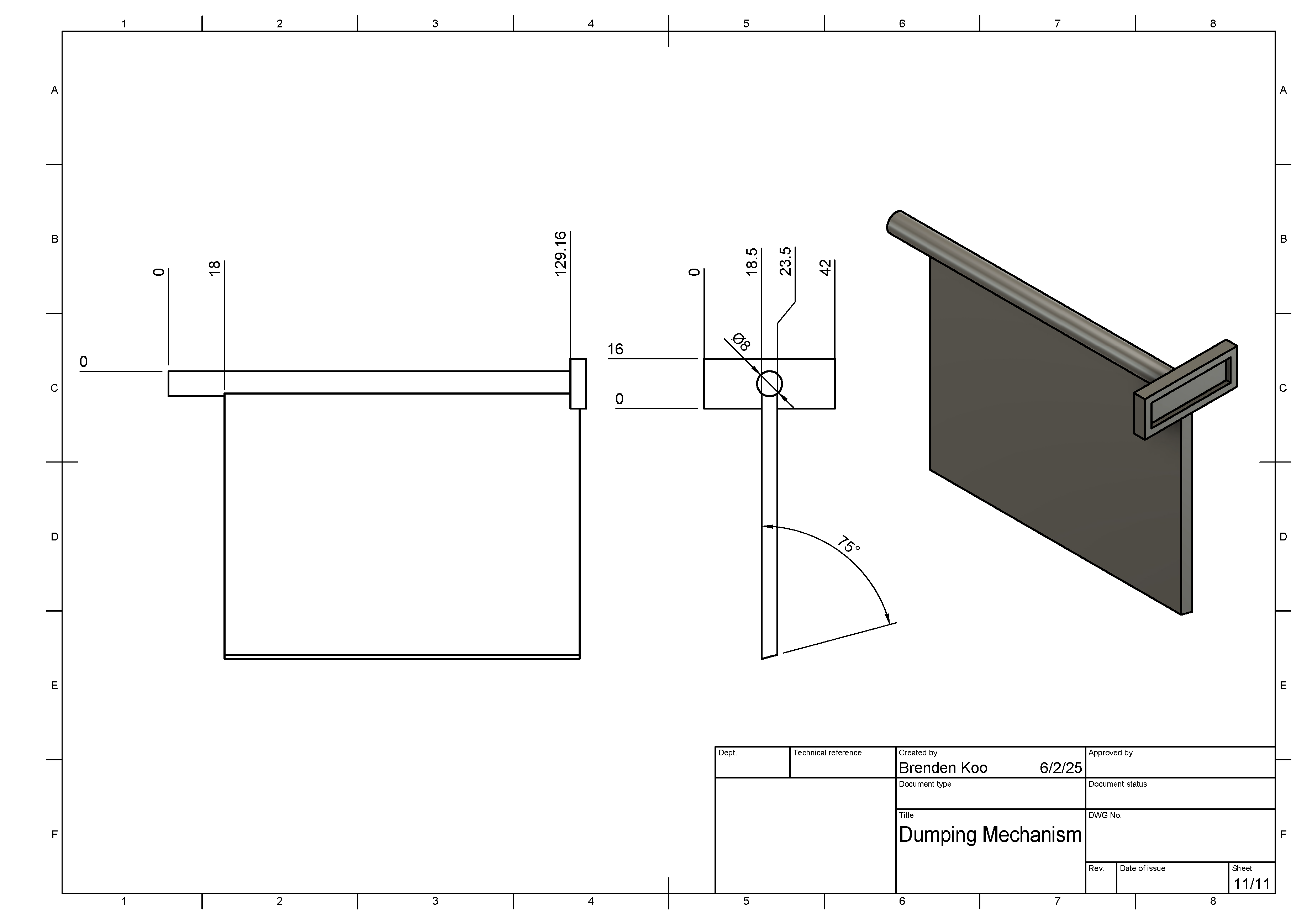 Dumping Mechanism CAD Drawing