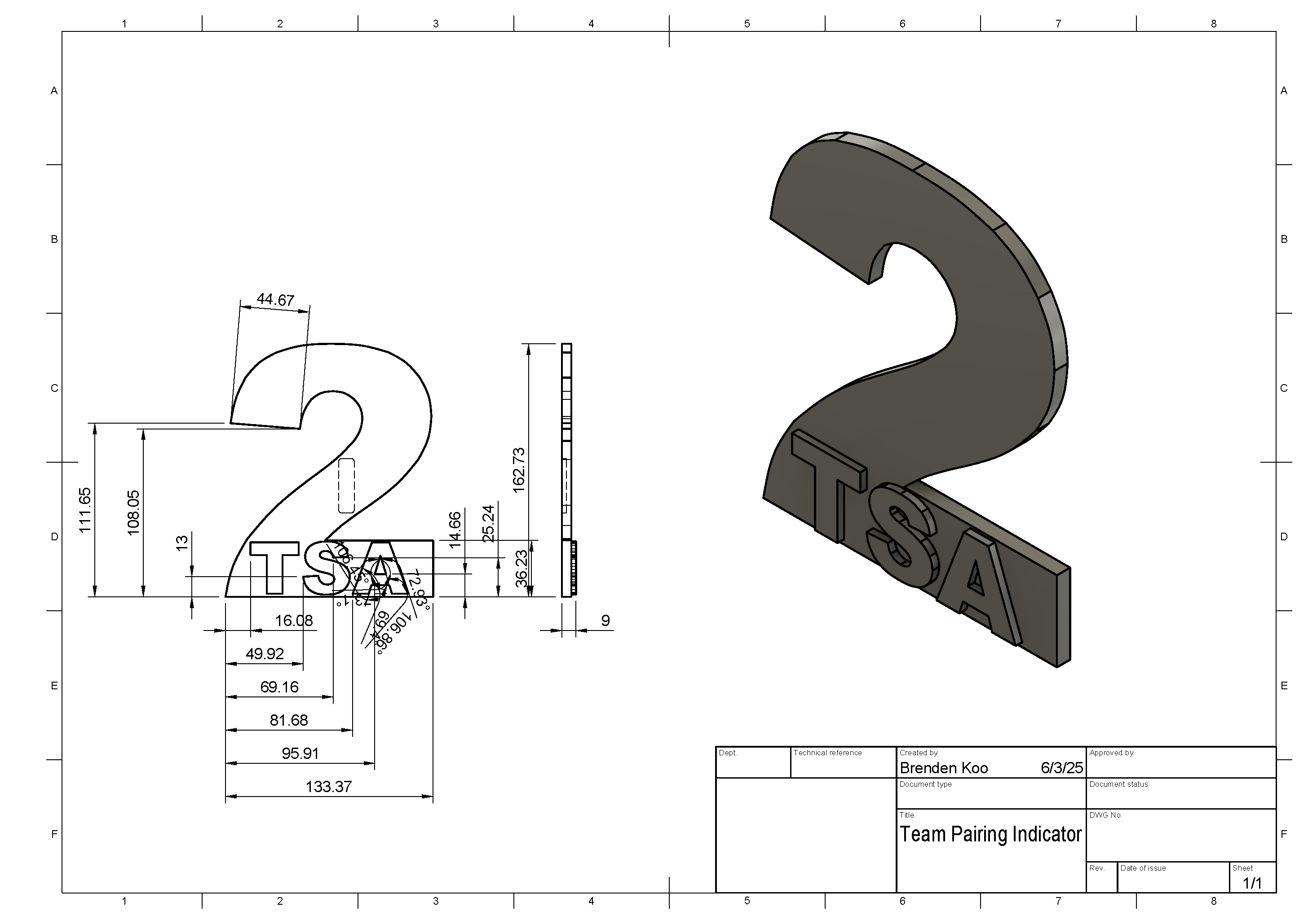Team Pairing Indicator CAD Drawing