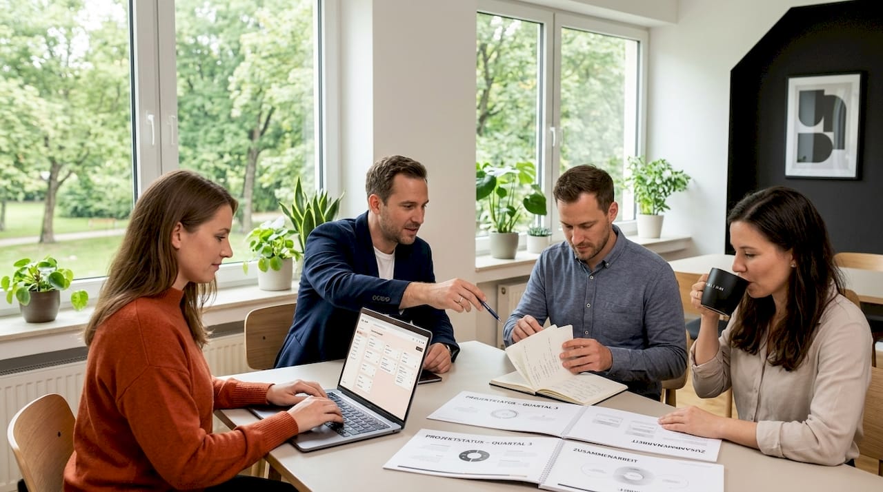 Arten von Teamzusammenarbeit: Kollegen in einem Meeting