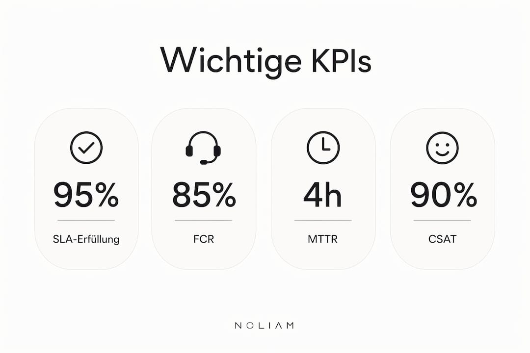 Übersichtsgrafik mit den wichtigsten Kennzahlen zur Serviceprozess-Optimierung