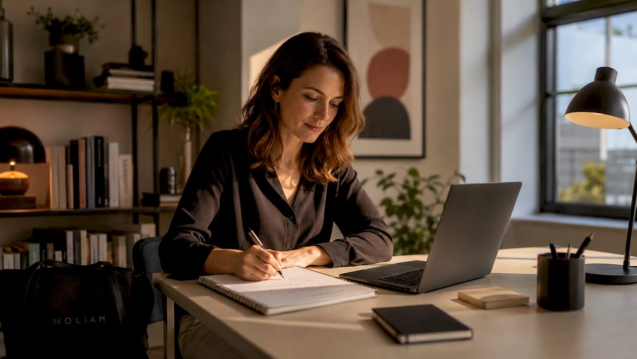 Eine Mitarbeiterin entwickelt im Büro einen Arbeitsablauf auf Basis künstlicher Intelligenz.