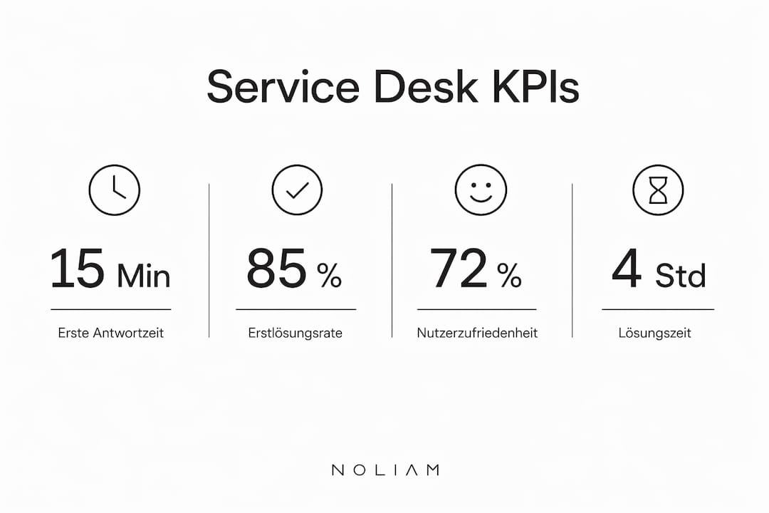 Übersichtsgrafik mit den wichtigsten Kennzahlen rund um den Service Desk