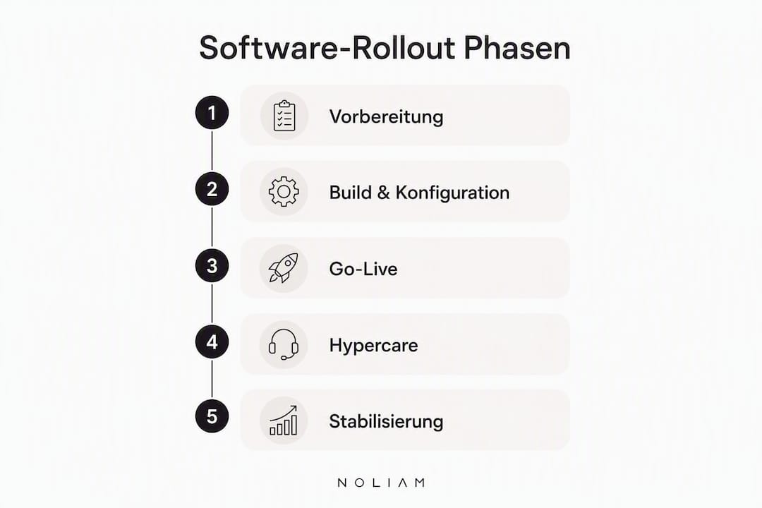 Übersicht der einzelnen Schritte beim Software-Einführungsprozess