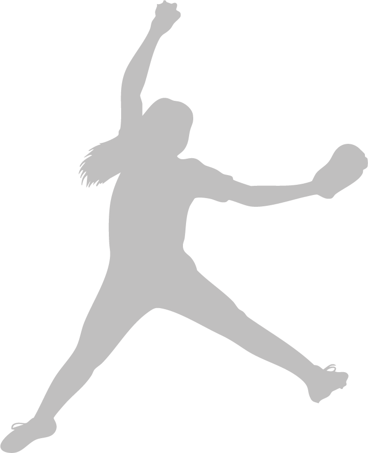 Silhouette of a girl pitching softball.