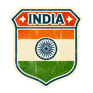 Vintage shield-shaped Indian flag emblem with distressed texture