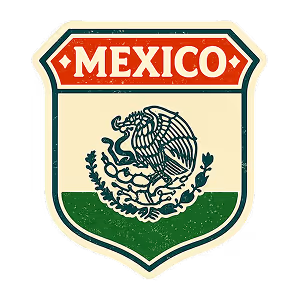 Vintage Mexican shield emblem with national eagle and cactus