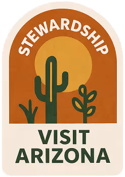 Vintage travel poster with cactus silhouette promoting Arizona sustainability
