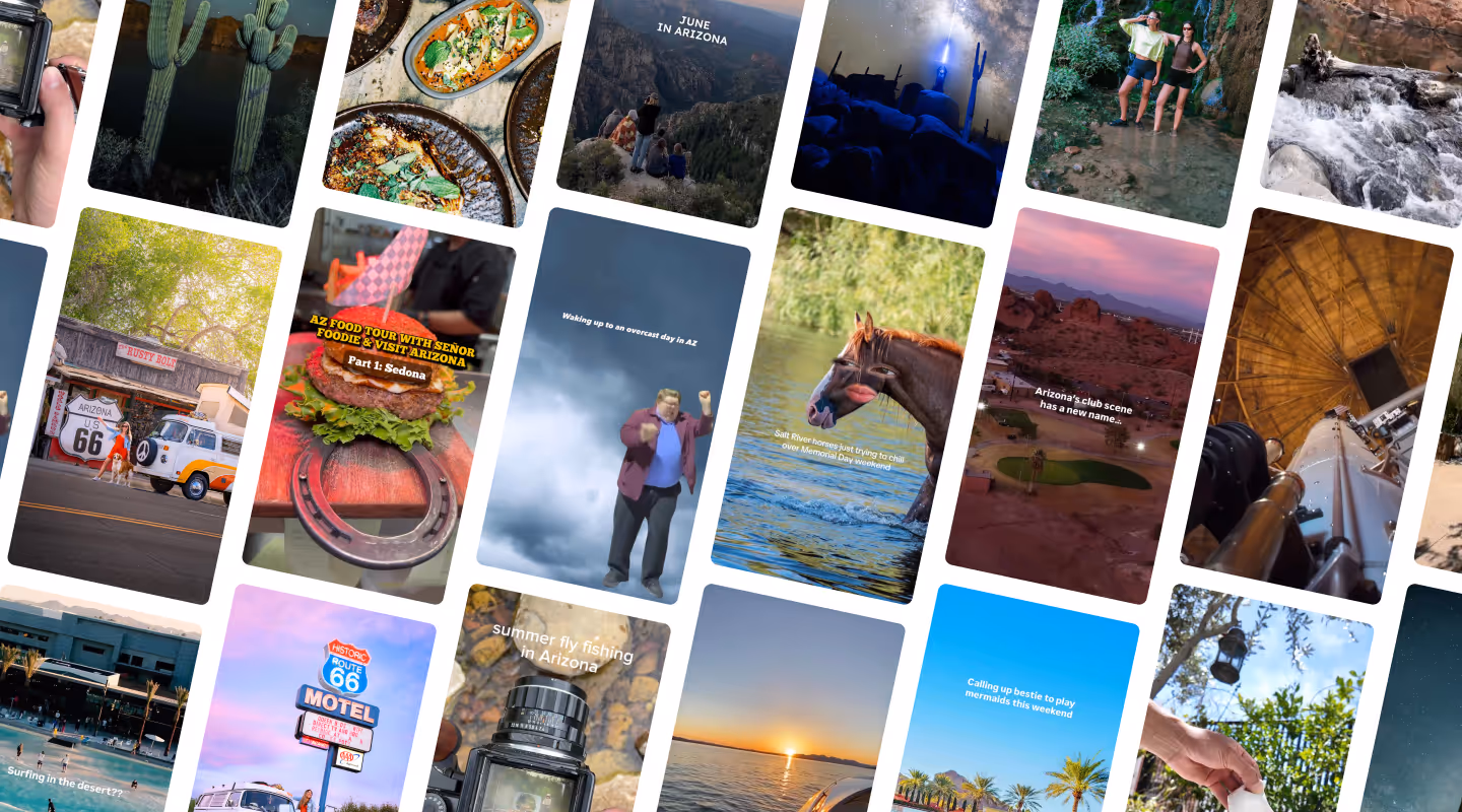 Collage of Arizona travel scenes featuring landscapes, food, and activities