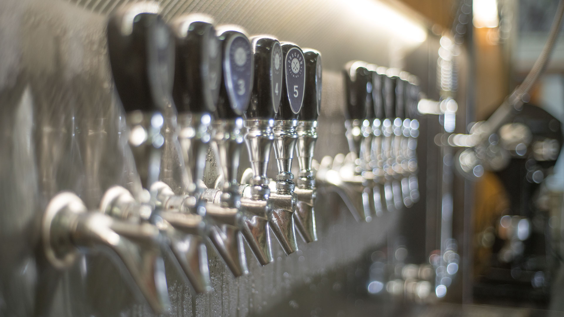 Beer taps close up