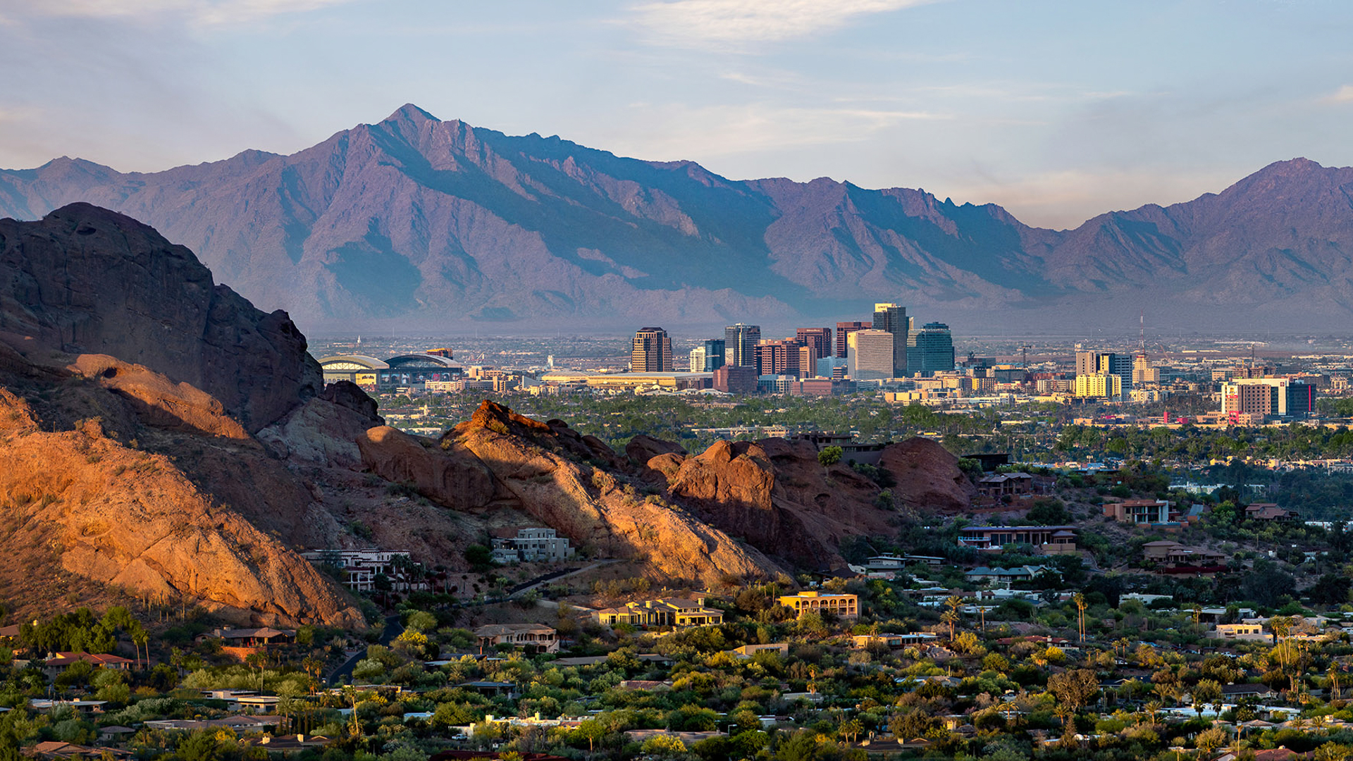 Downtown Phoenix view from South Mountain. Credit: D Squared Productions.